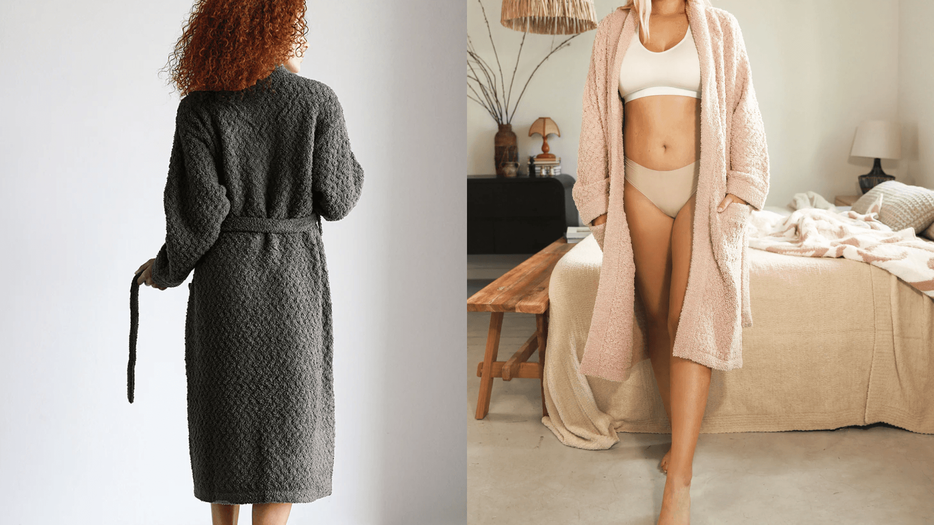 Waffle knit robe