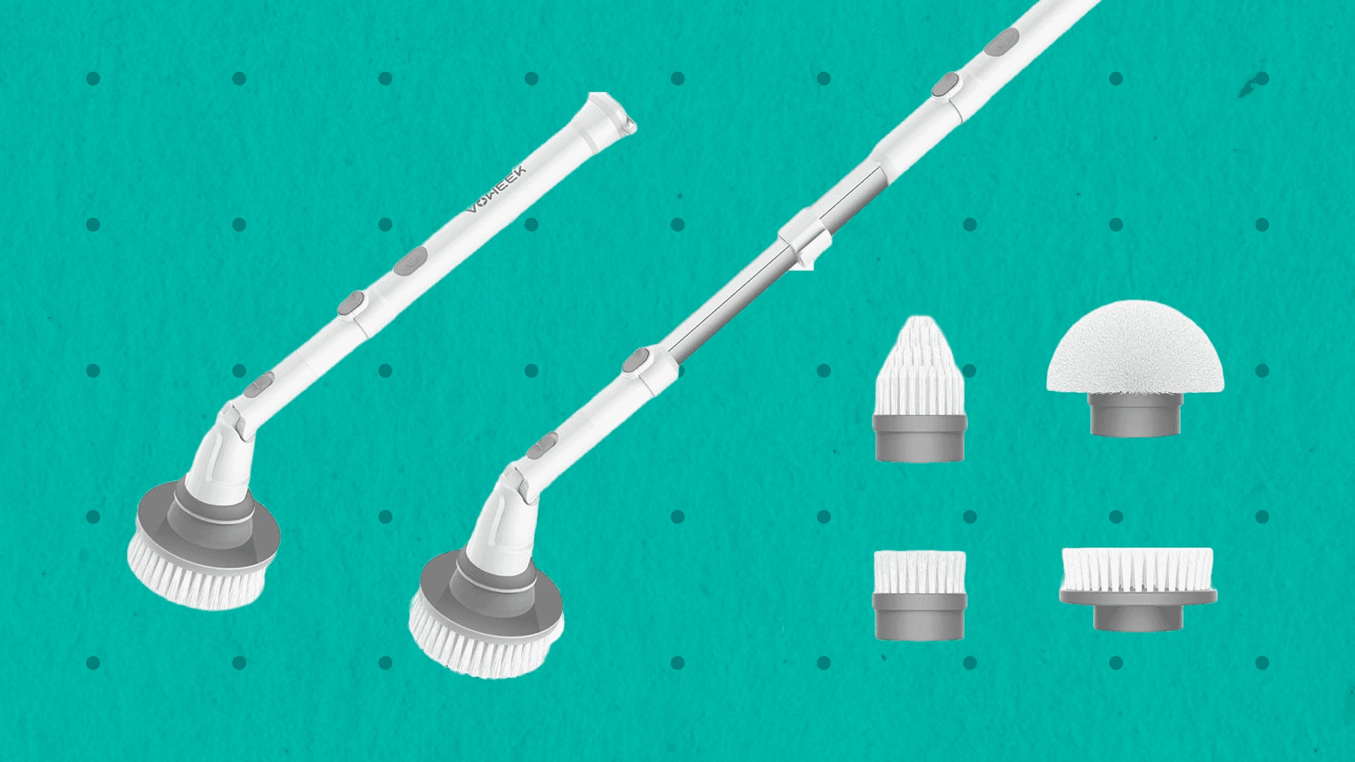 electric shower scrubbing brush with different head attachments