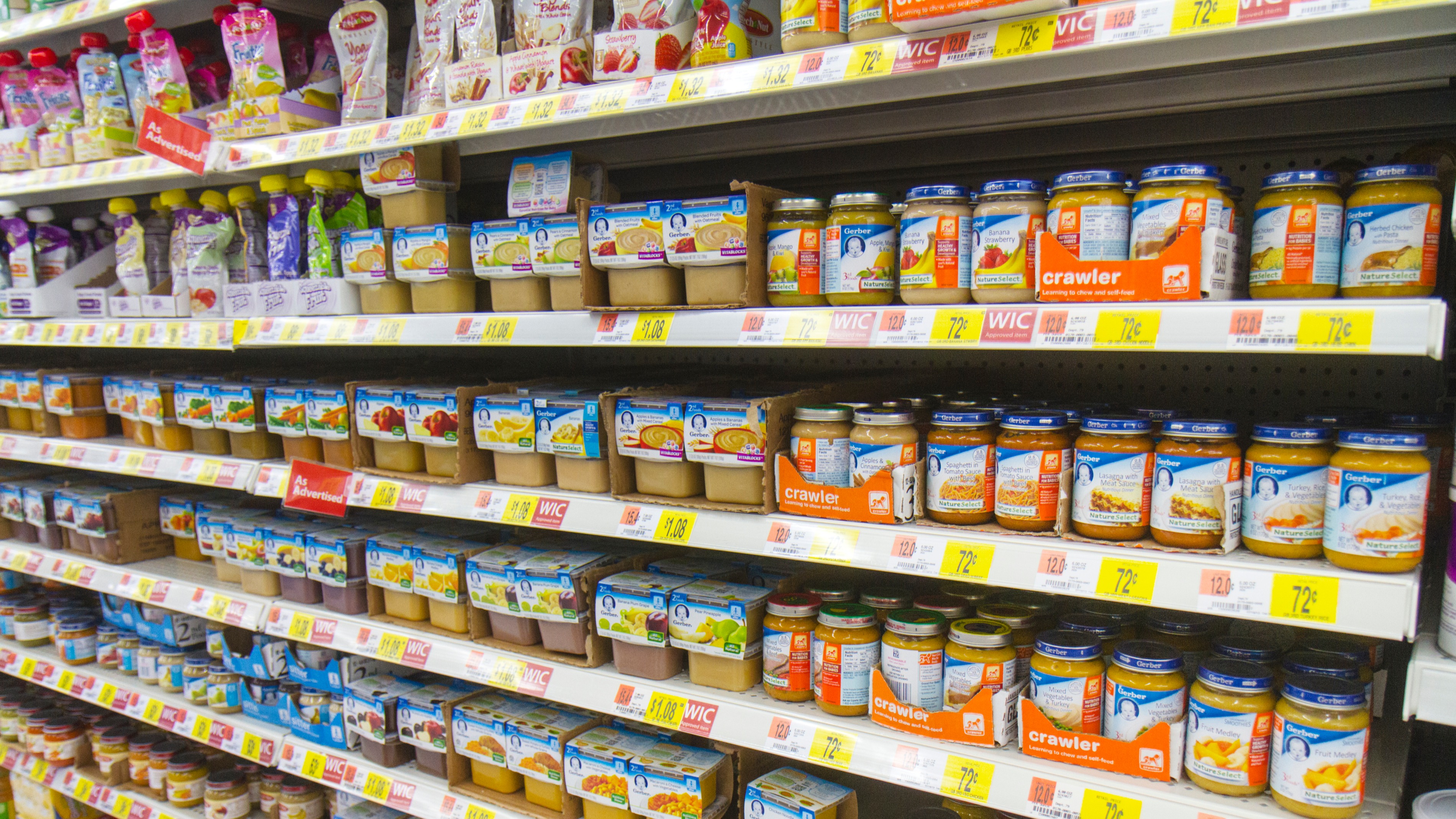Baby food for sale inside Walmart.
