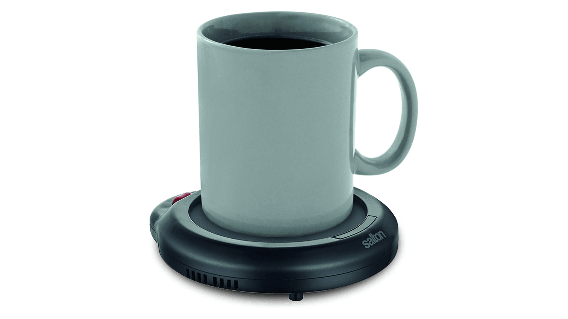 Teal mug on mug warming plate