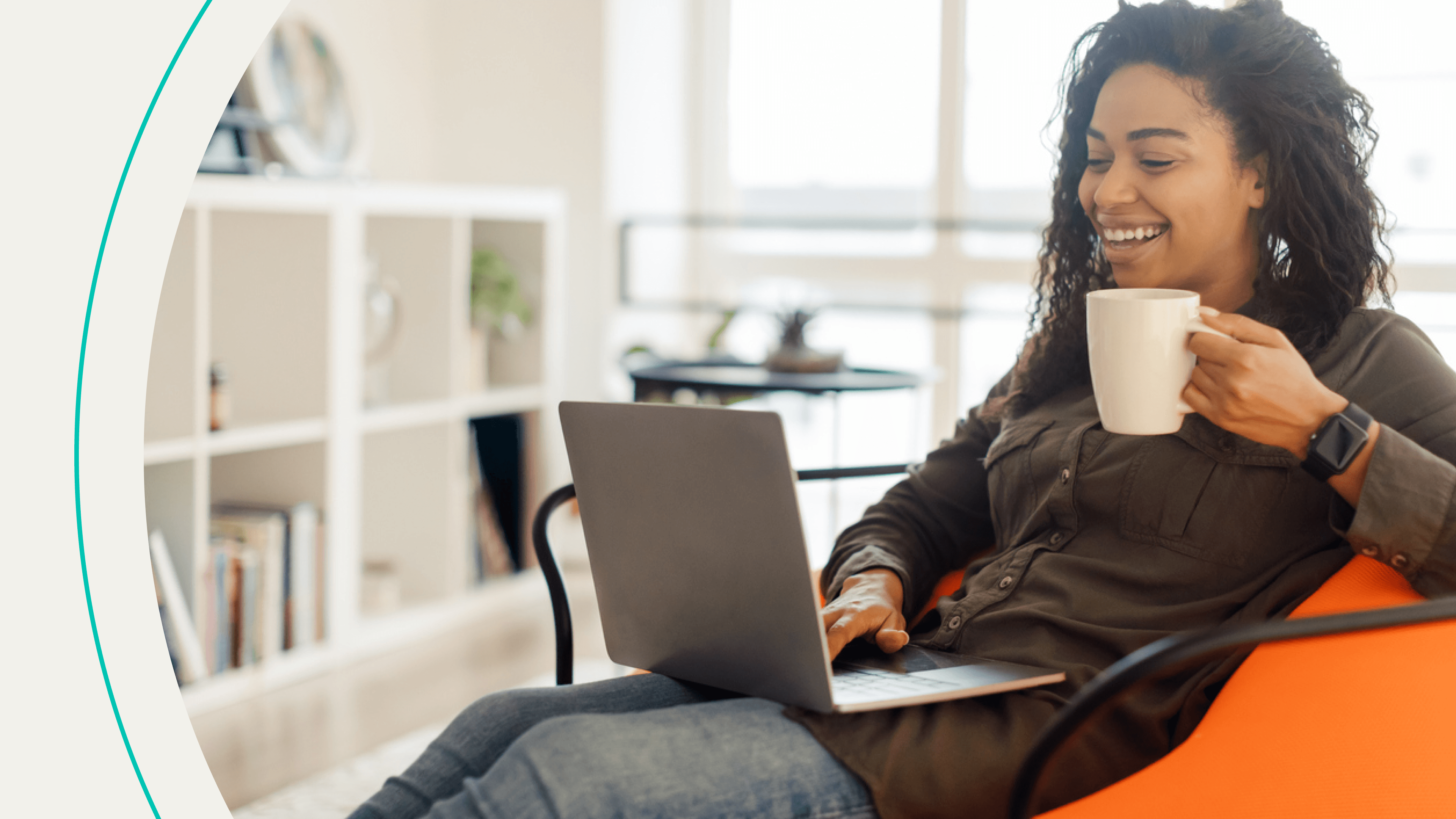 accessibility, woman smiling while viewing laptop