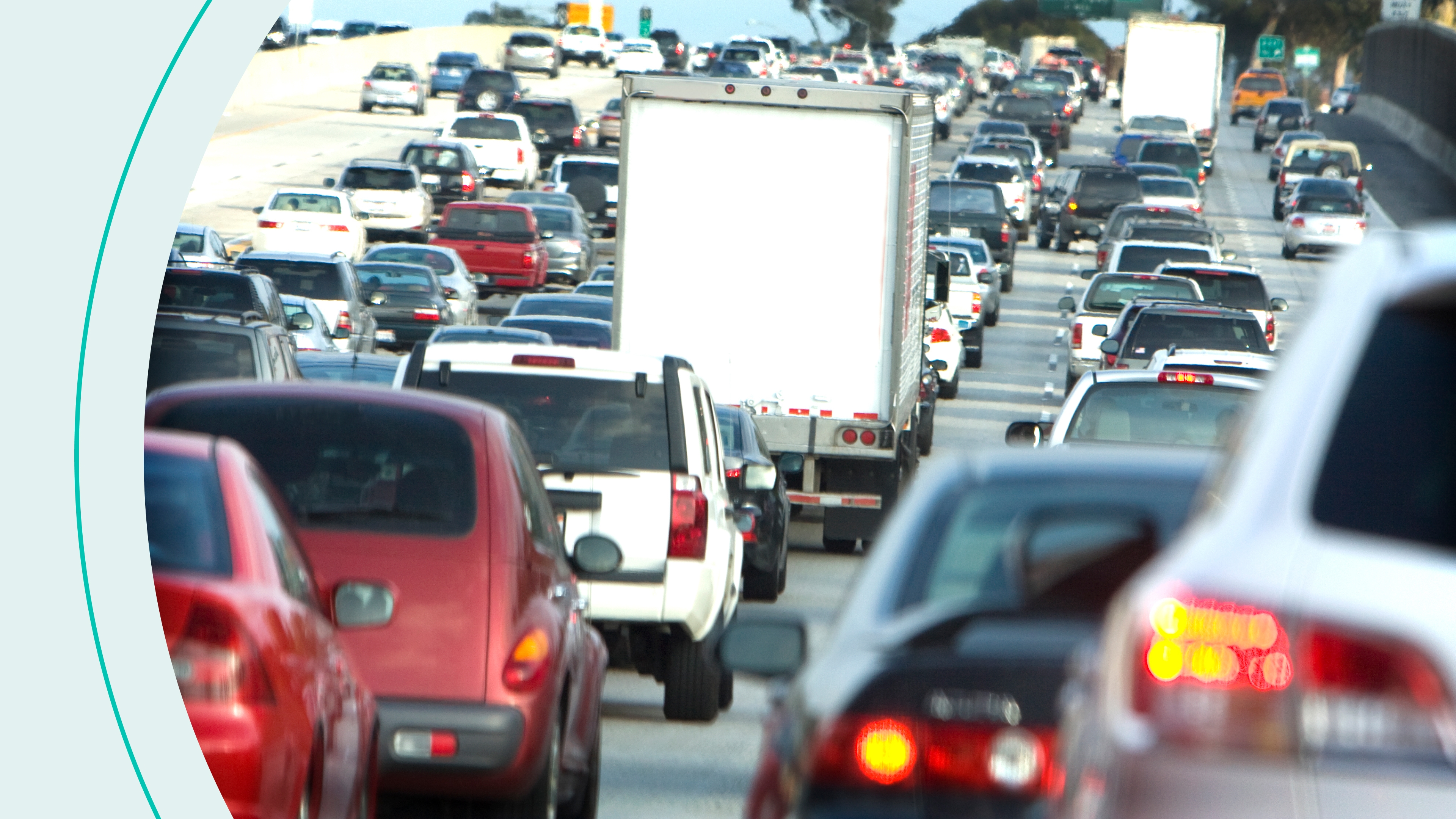 A traffic jam on a California freeway.