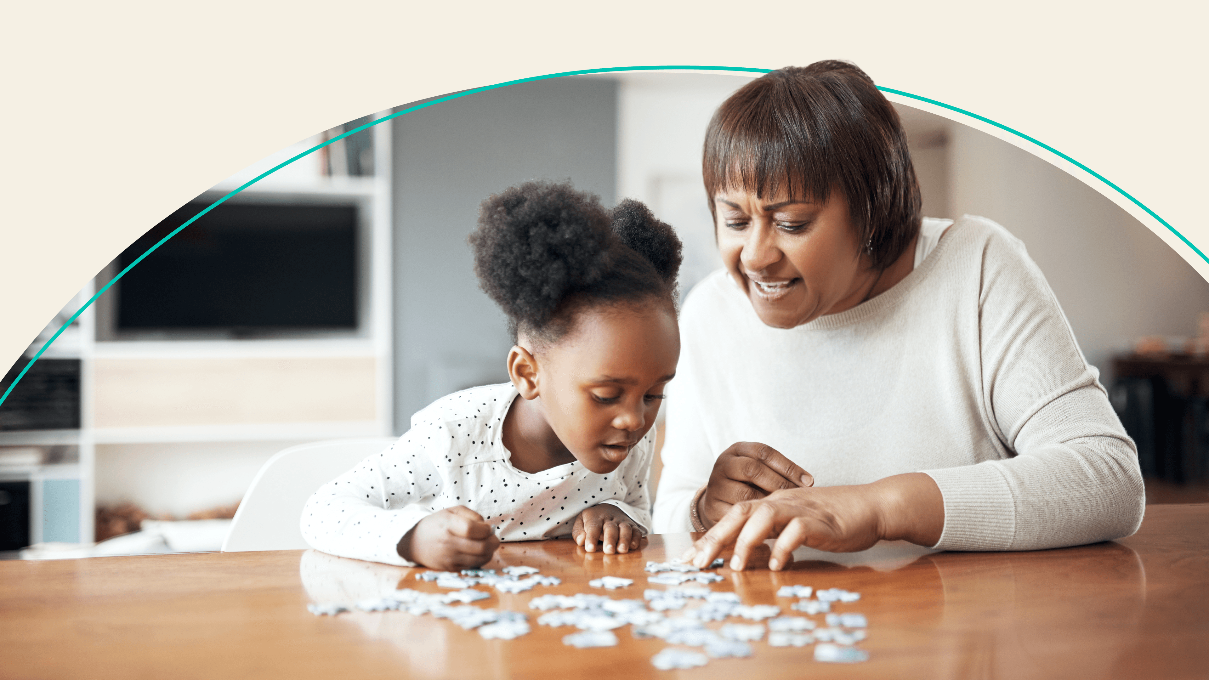 accessibility, a woman and a child doing a jigsaw puzzle together