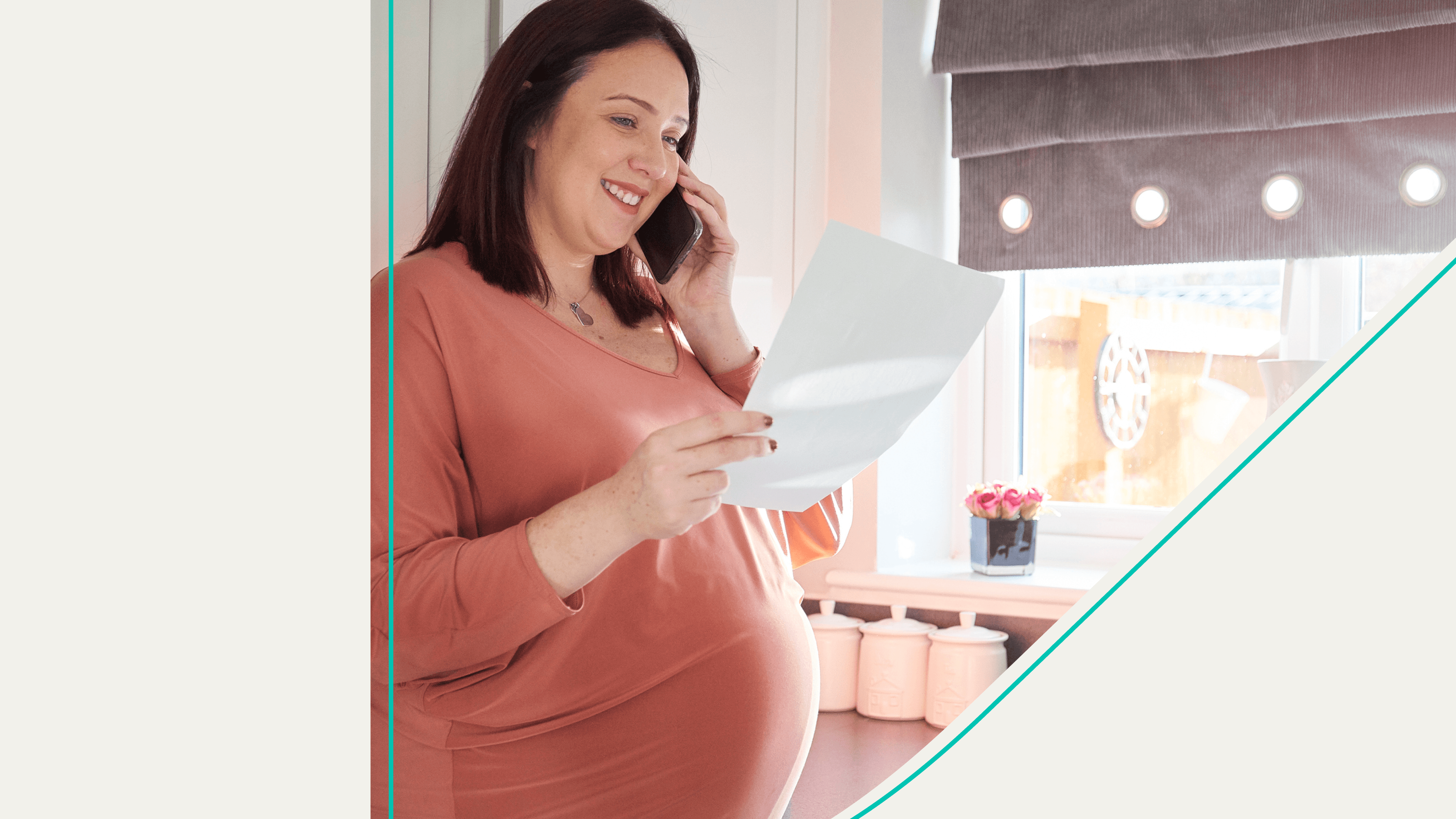 accessibility, pregnant woman happily reviewing document