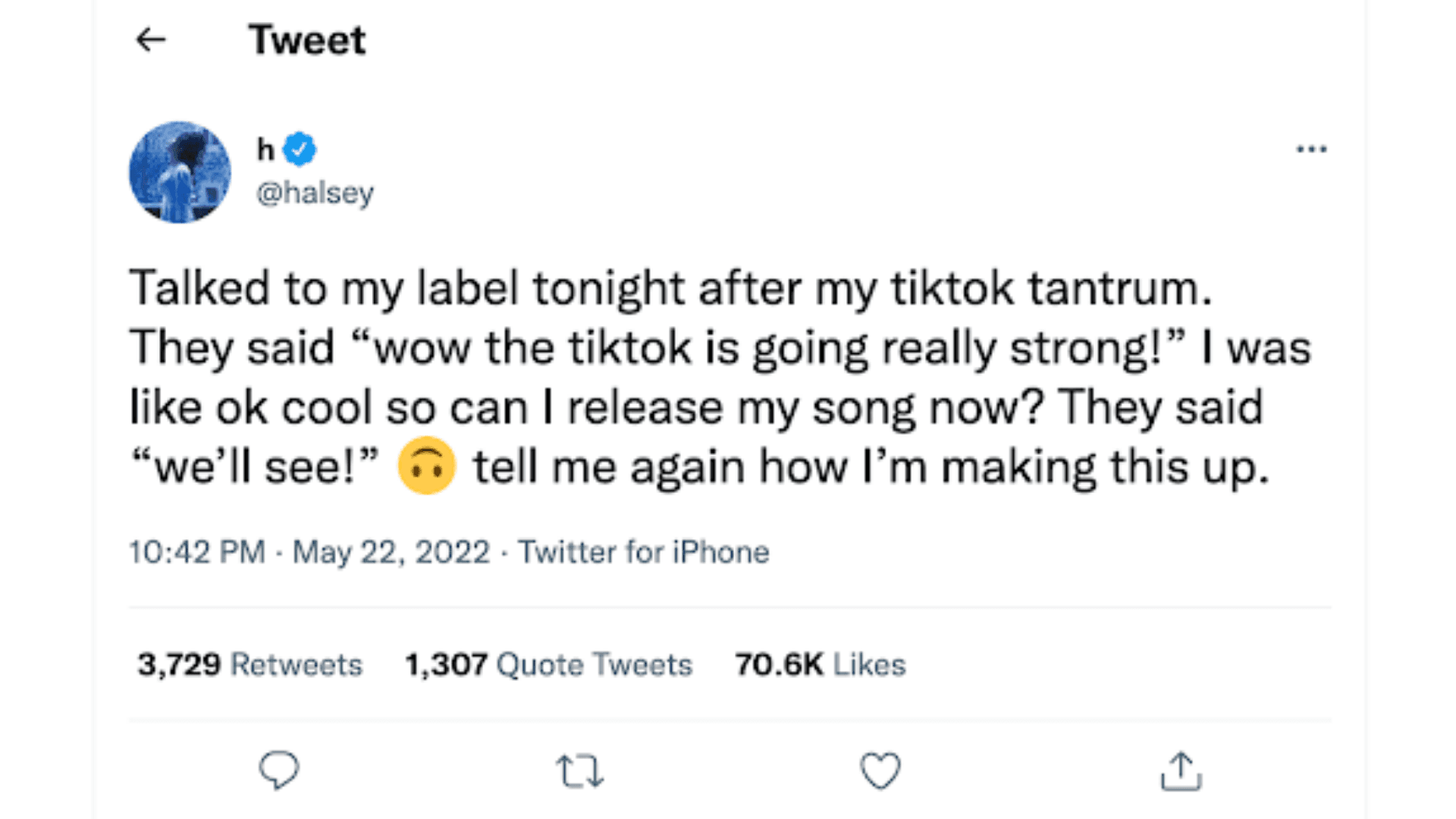 Screenshot of halsey tweet