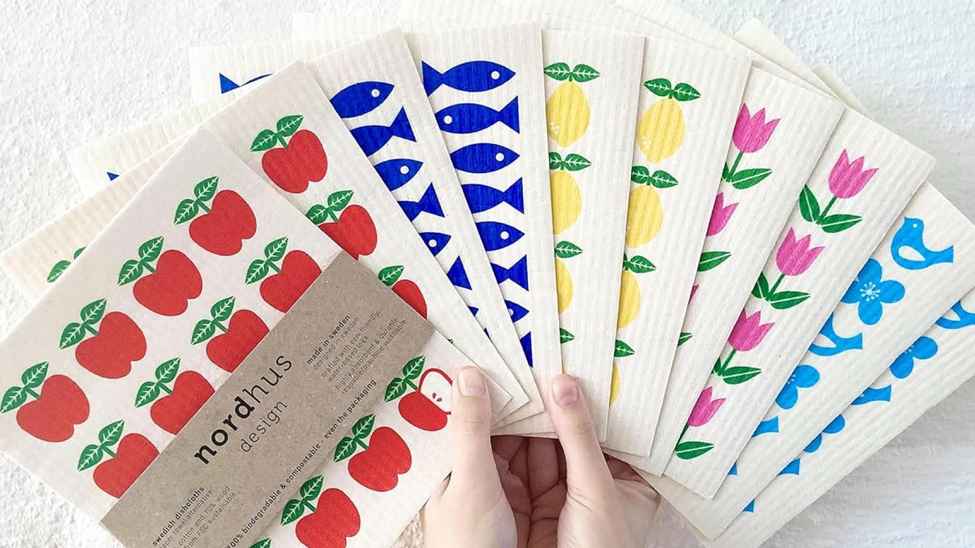 patterned biodegradable dishcloths