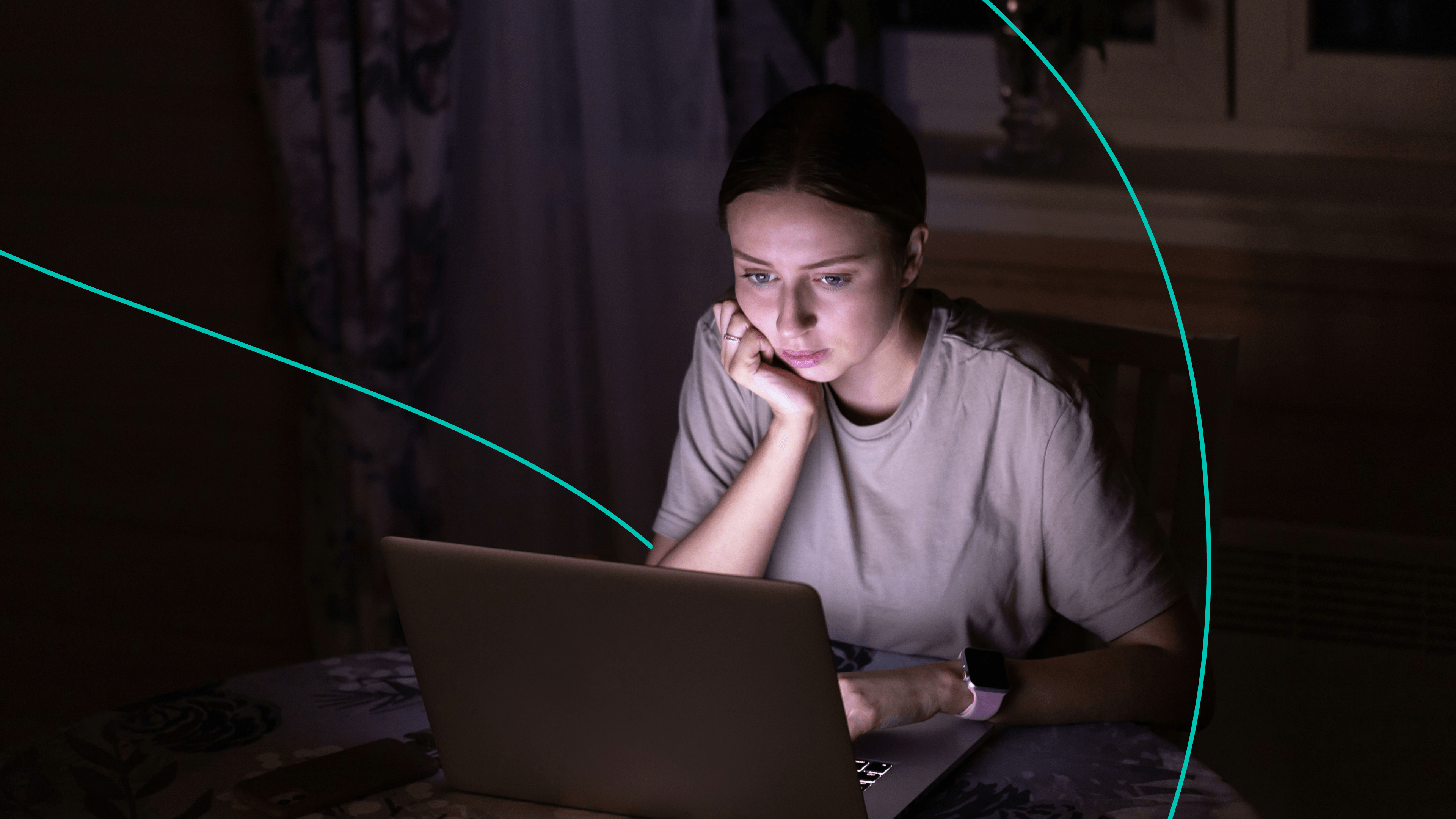 A woman sitting at her computer