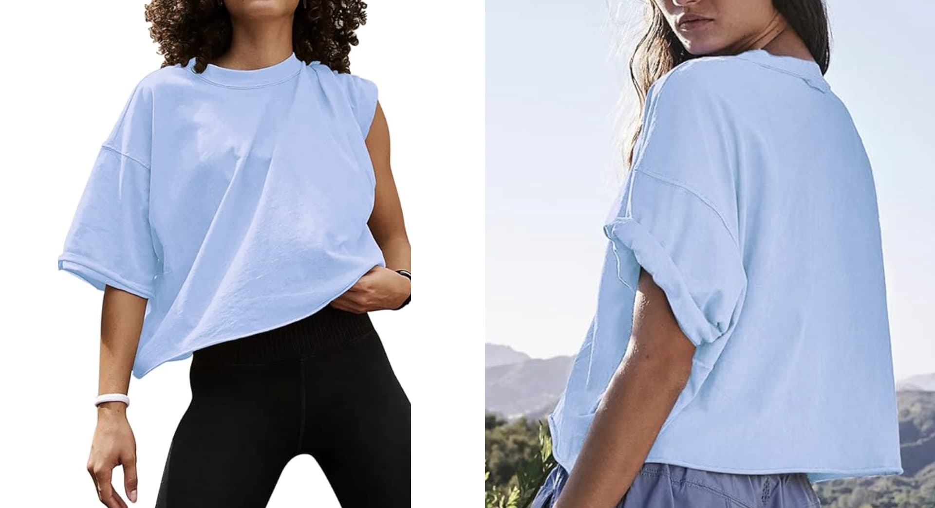 Gym Shirts for Women Oversized L Baby Blue