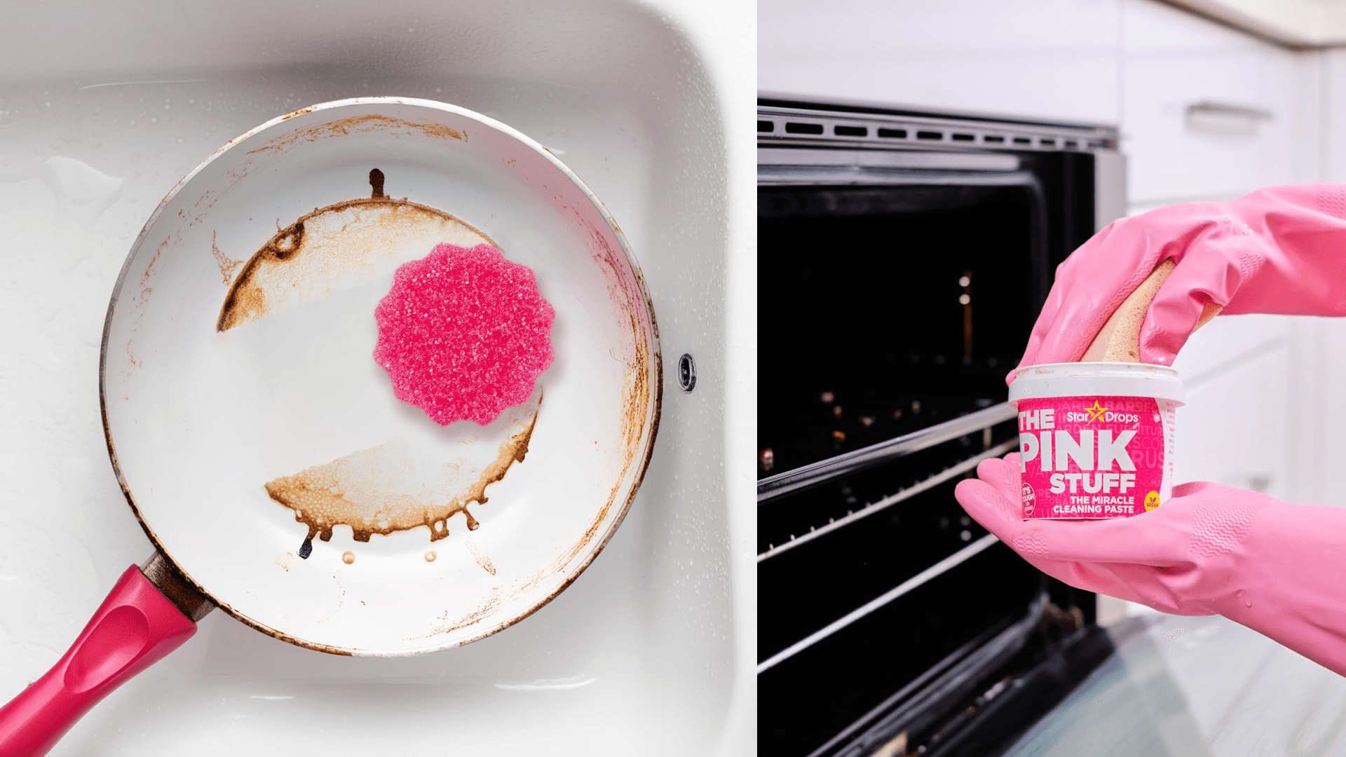 Stardrops - The Pink Stuff Miracle Cleaning Paste & SQeeZY Scrubber Sponge Bundle – All-Purpose, Non-Scratch Cleaner for Kitchens, Bathrooms, Walls, Floors, Pots, Grout, and More