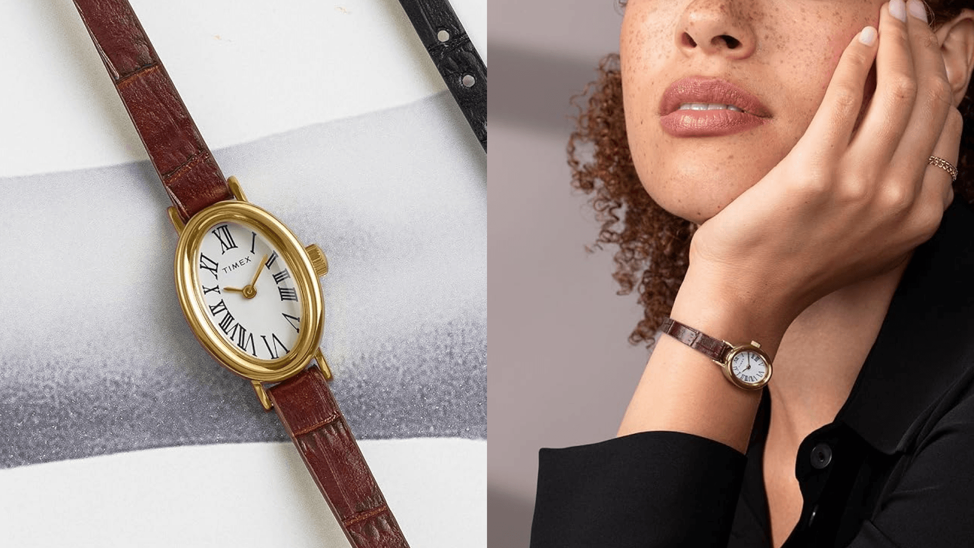 Timex Women's Cavatina 19mm Watch - Brown Strap White Dial Gold-Tone Case