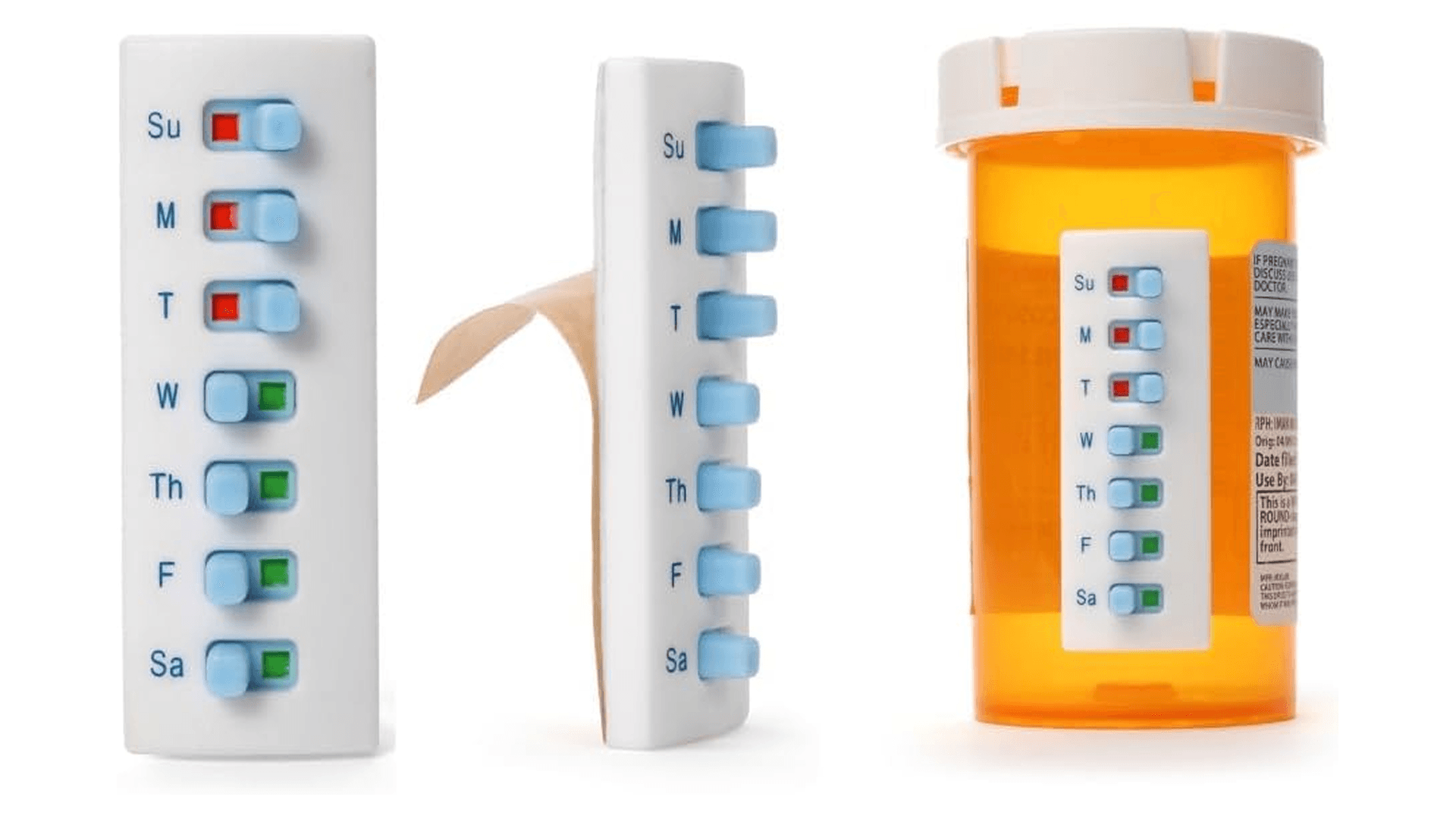 Medication tracker sticker with adhesive backing