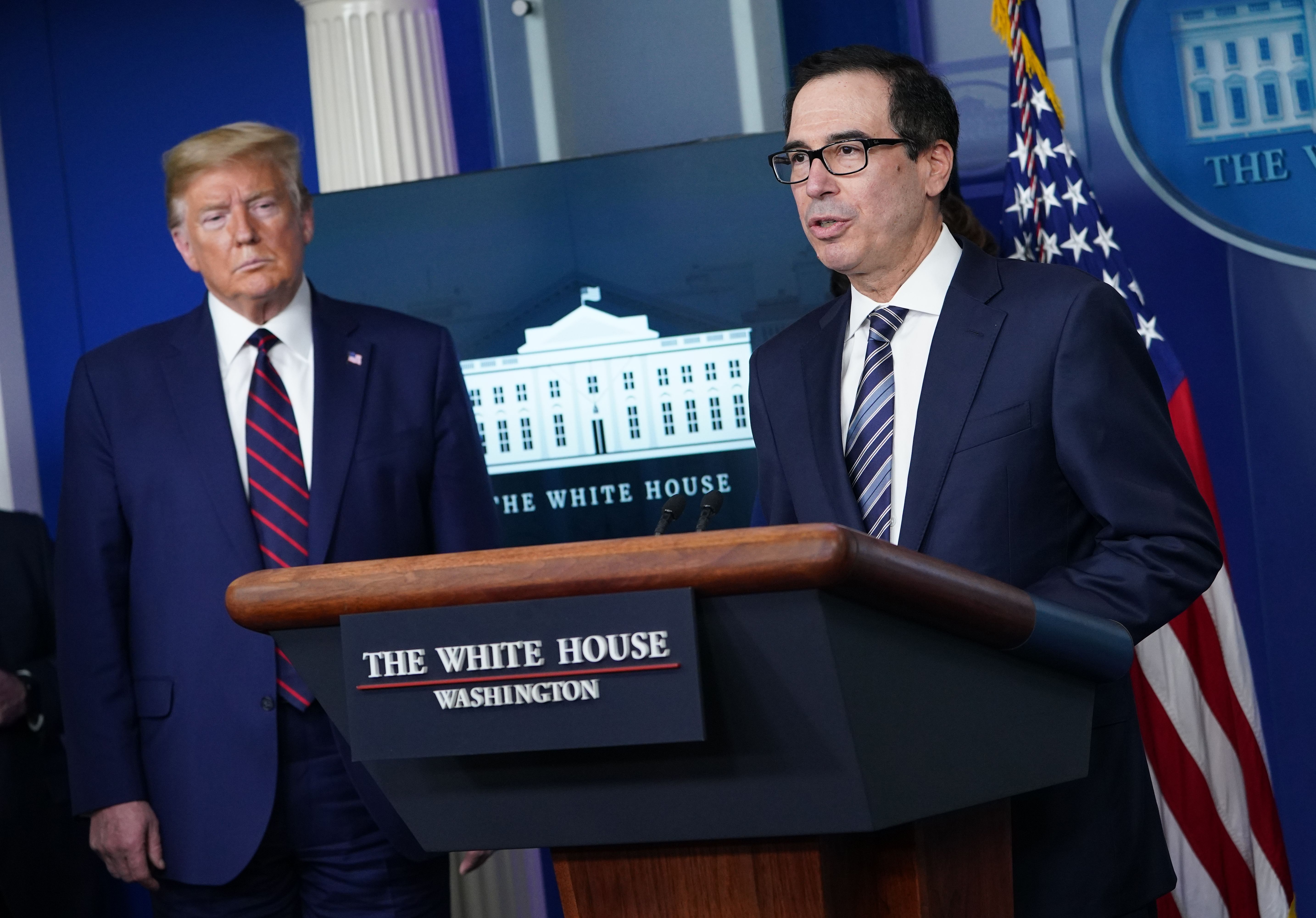 Steve Mnuchin and President Trump