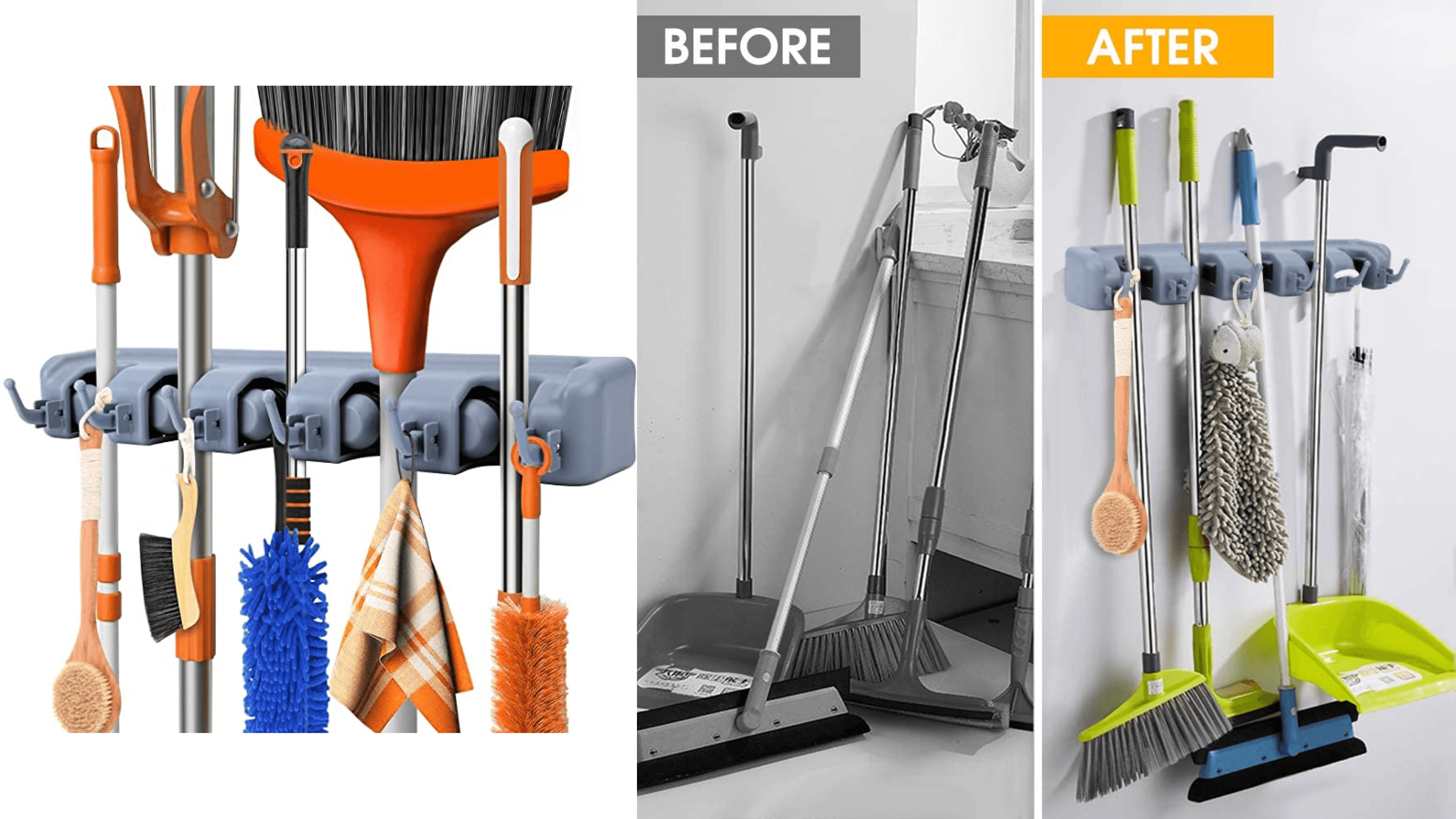 mop and broom wall rack