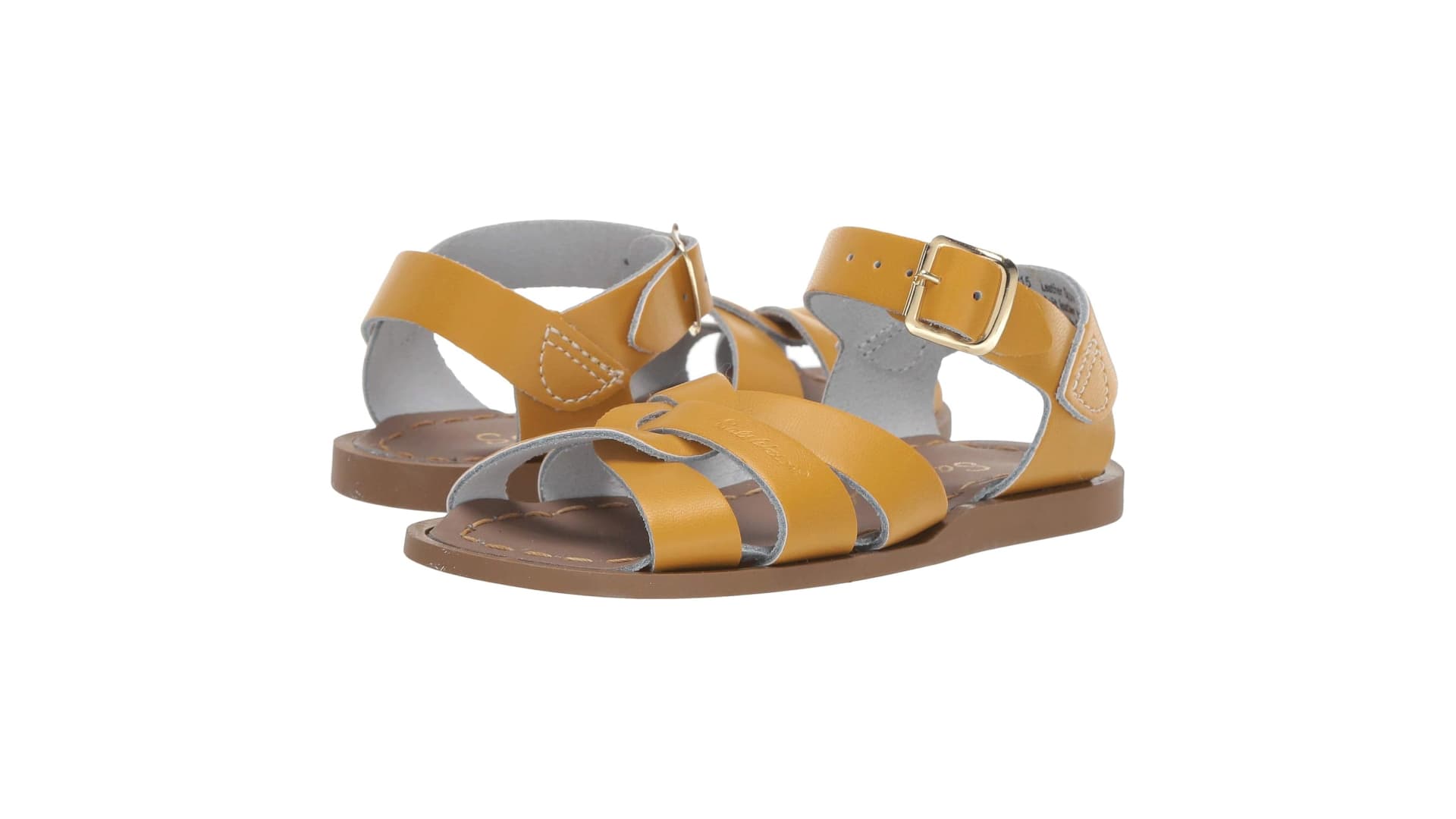 A pair of sandals for toddlers.