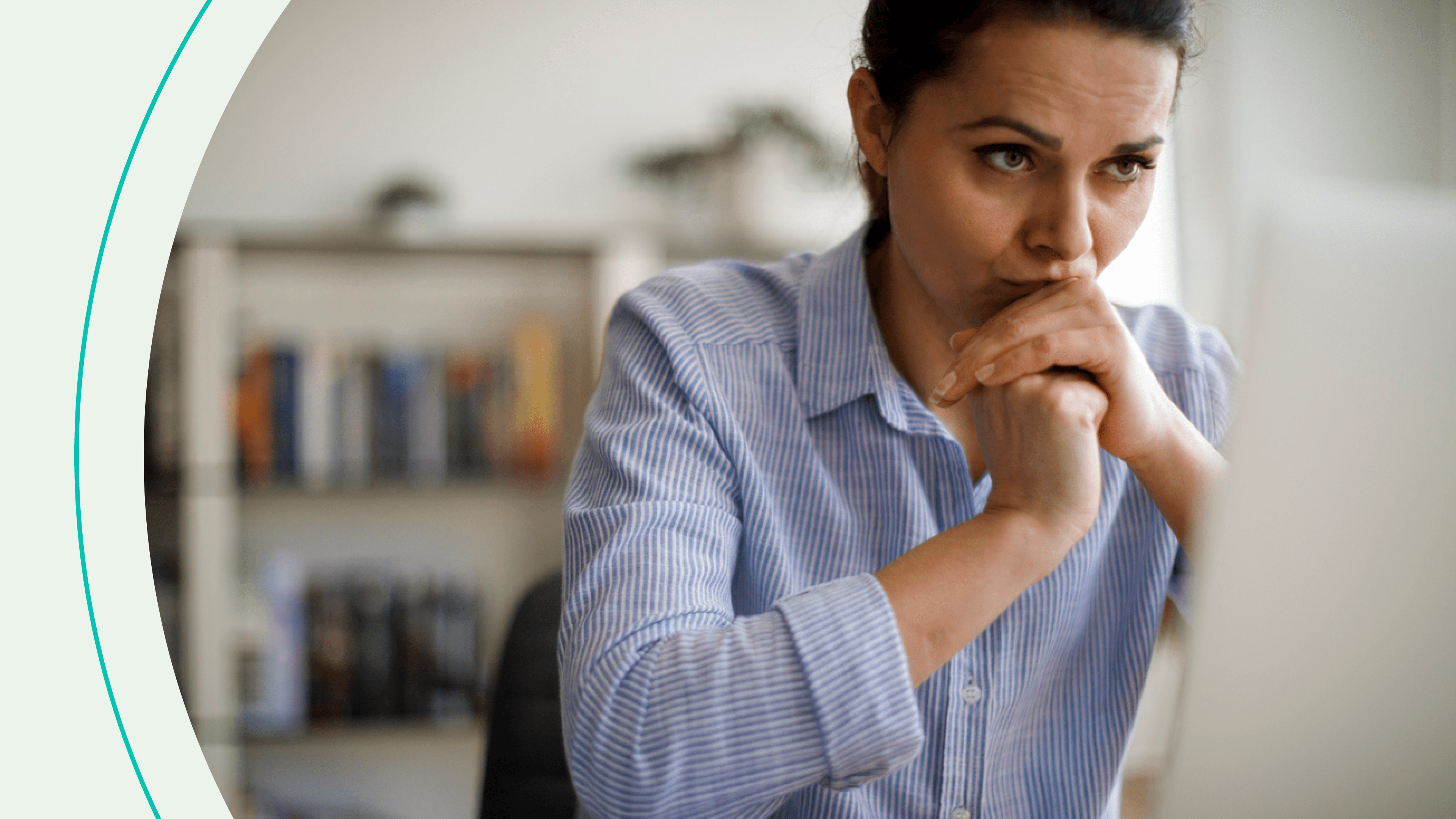 accessibility, nervous woman looking at laptop screen