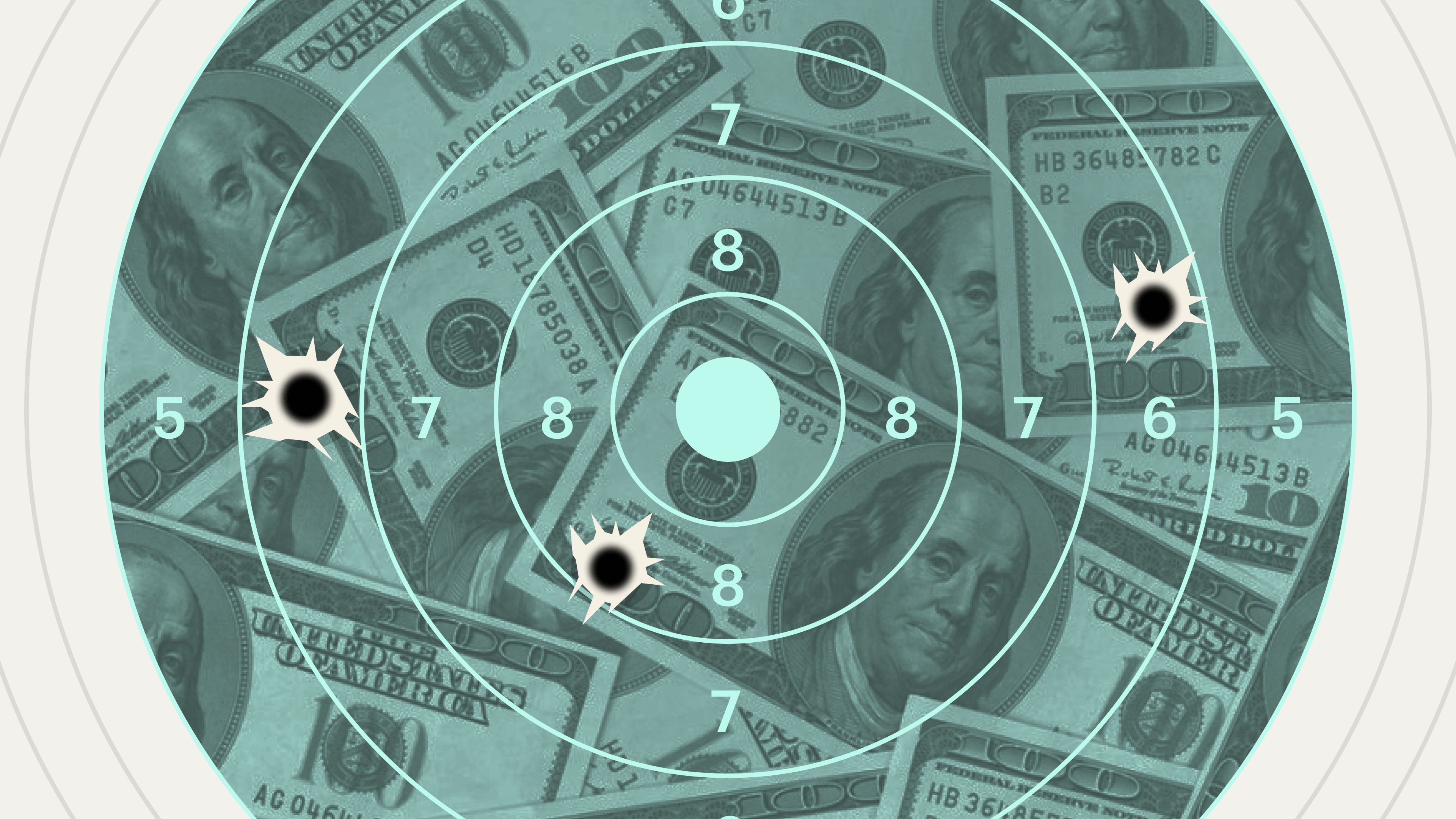 A shooting target with money