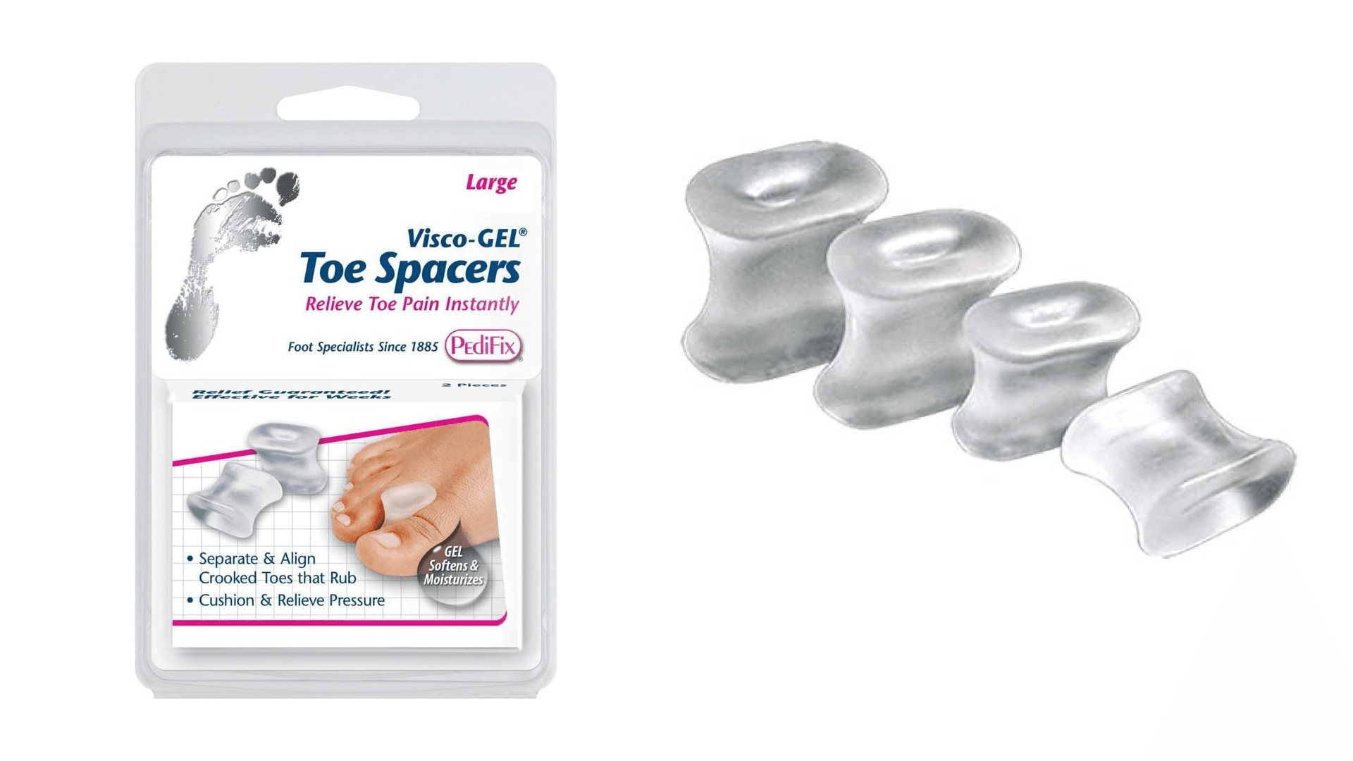 Pedifix Visco-Gel Toe Spacers, Large