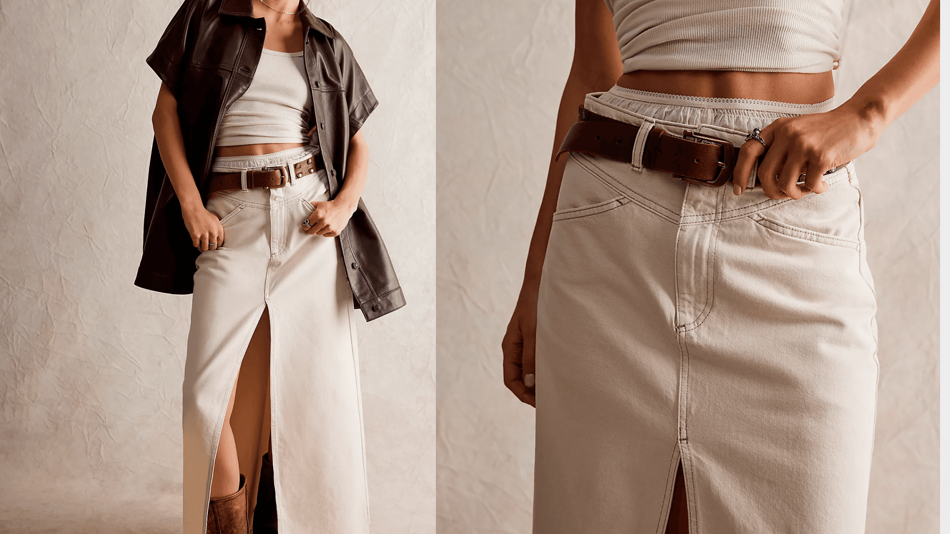 Free People Denim Maxi Skirt