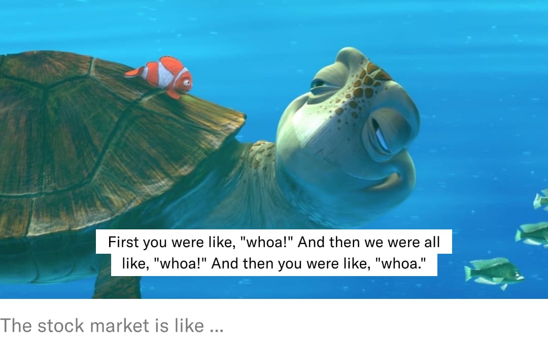 Crush the turtle explaining the stock market