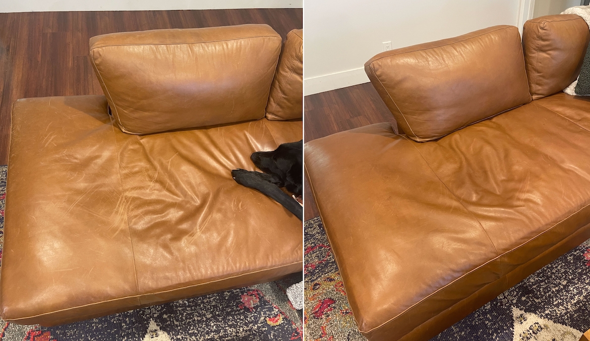 Featured image for I'm Truly Shocked by How Well This $30 Leather Recoloring Balm Hides 2 Years of Dog Scratches on My Couch