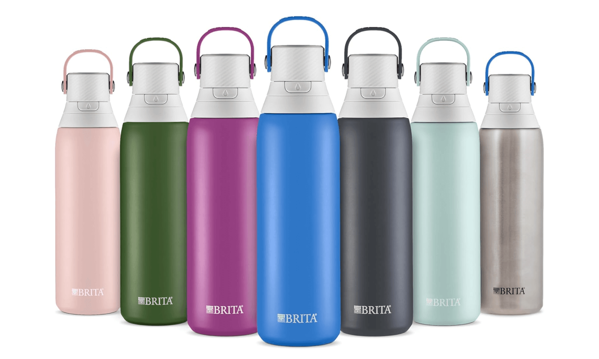 Brita Stainless Steel Premium Filtering Water Bottle, BPA-Free, Reusable, Insulated, Replaces 300 Plastic Water Bottles, Filter Lasts 2 Months or 40 Gallons, Includes 1 Filter, Glacier - 20 oz.