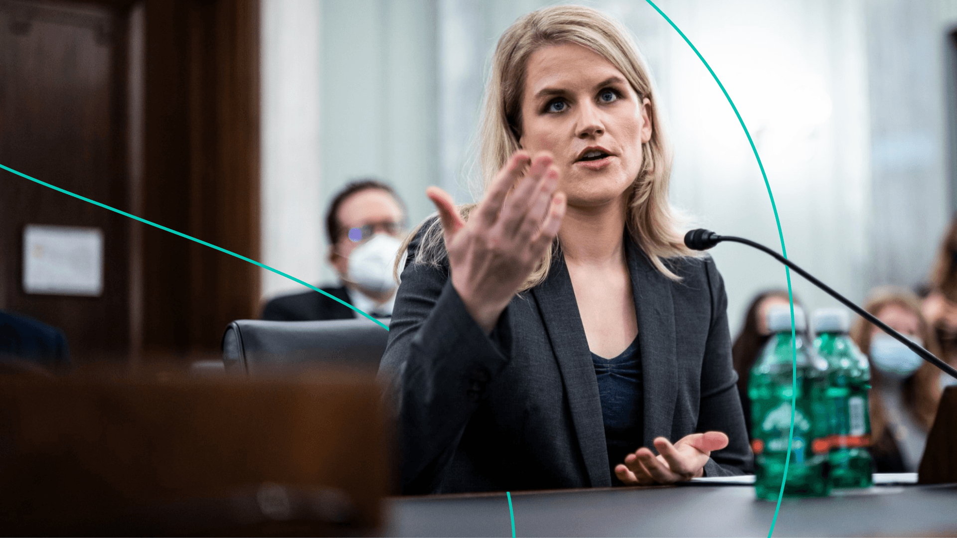 Former Facebook employee and whistleblower Frances Haugen testifies during a Senate Committee