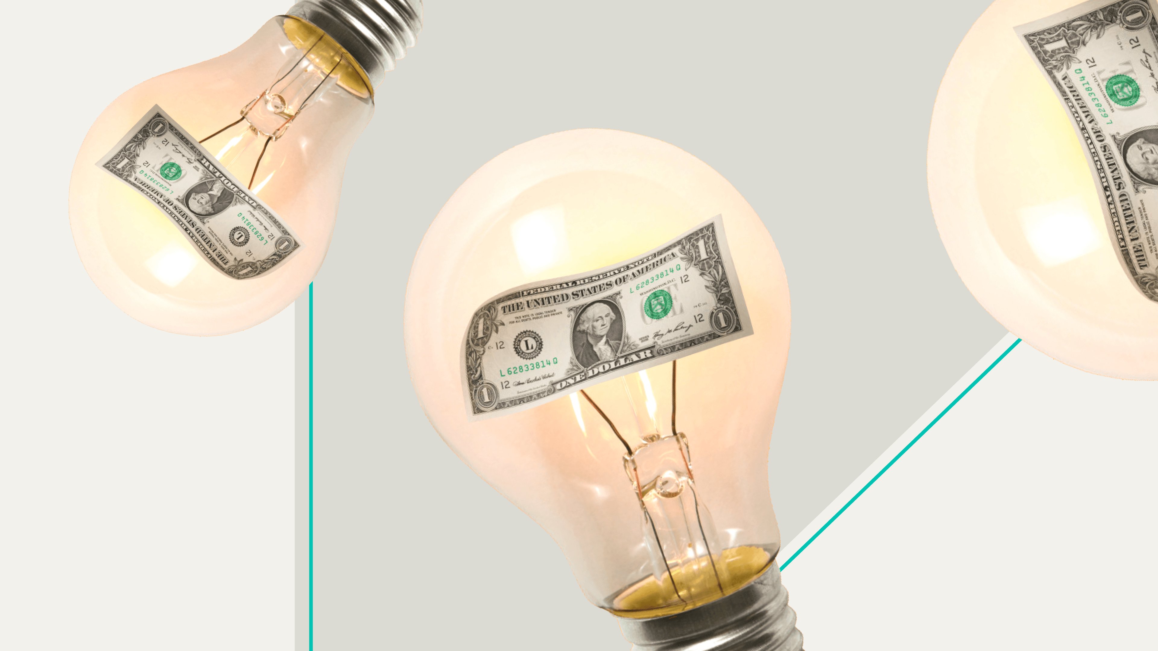Light bulb with dollar bill in it