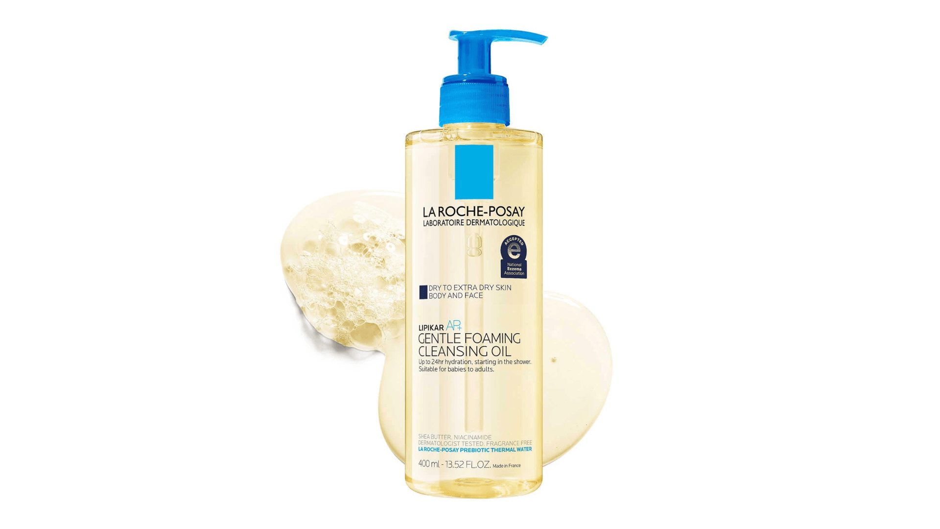 La Roche-Posay Lipikar AP+ Gentle Foaming Cleansing Oil, Gentle Oil Cleanser for Face and Body Formulated with Niacinamide, Long-Lasting 24-hour Hydration, Fragrance-Free & Soap Free