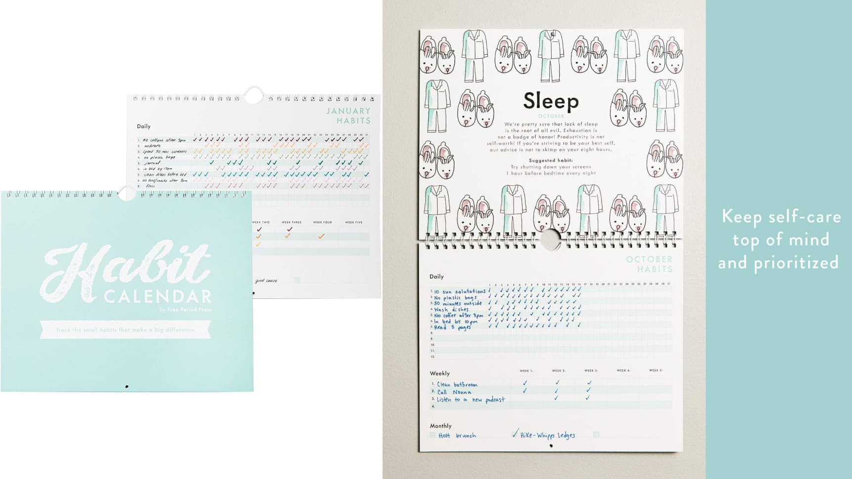 A habit tracking calendar