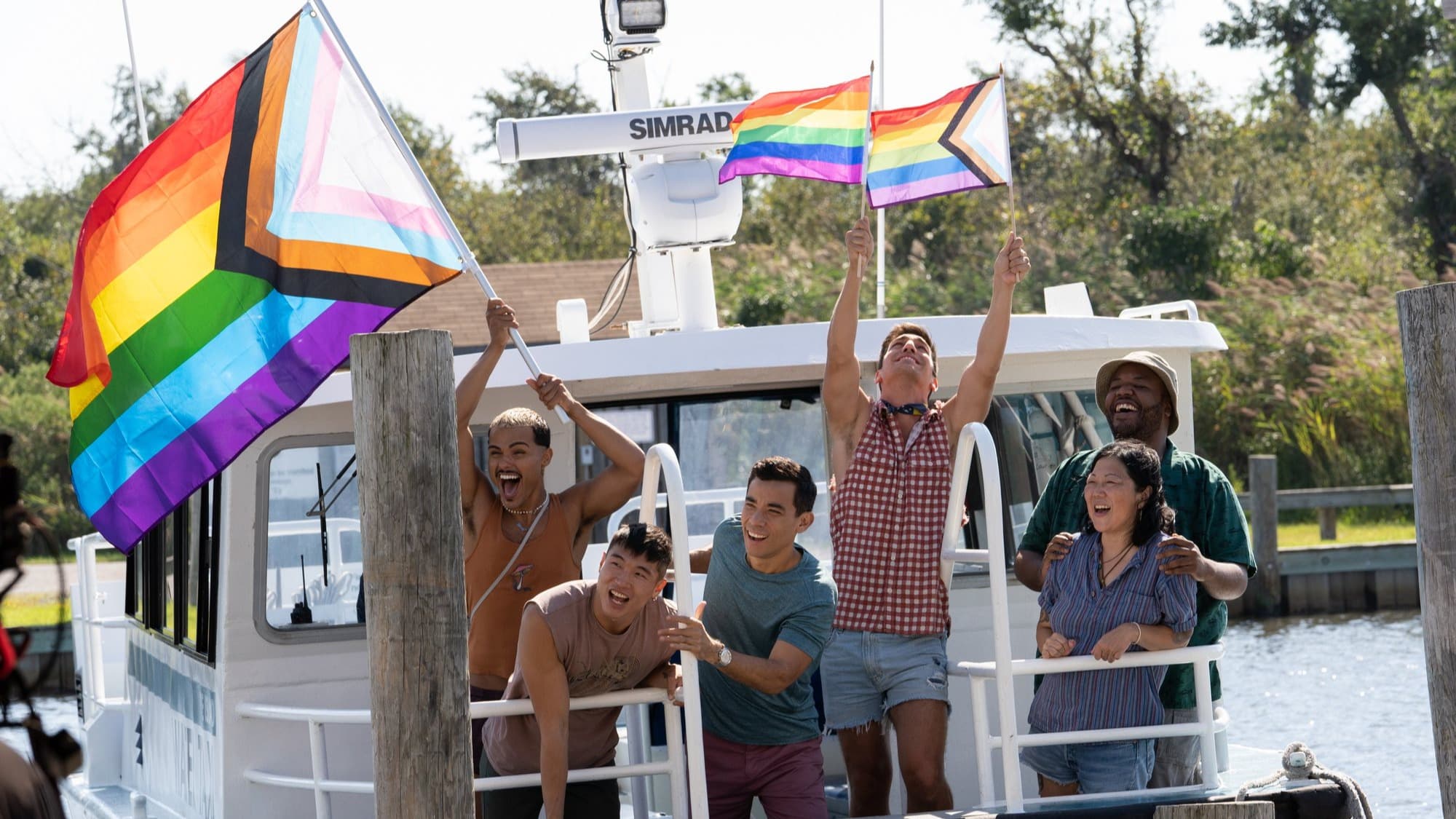 A scene from the Hulu movie "Fire Island"