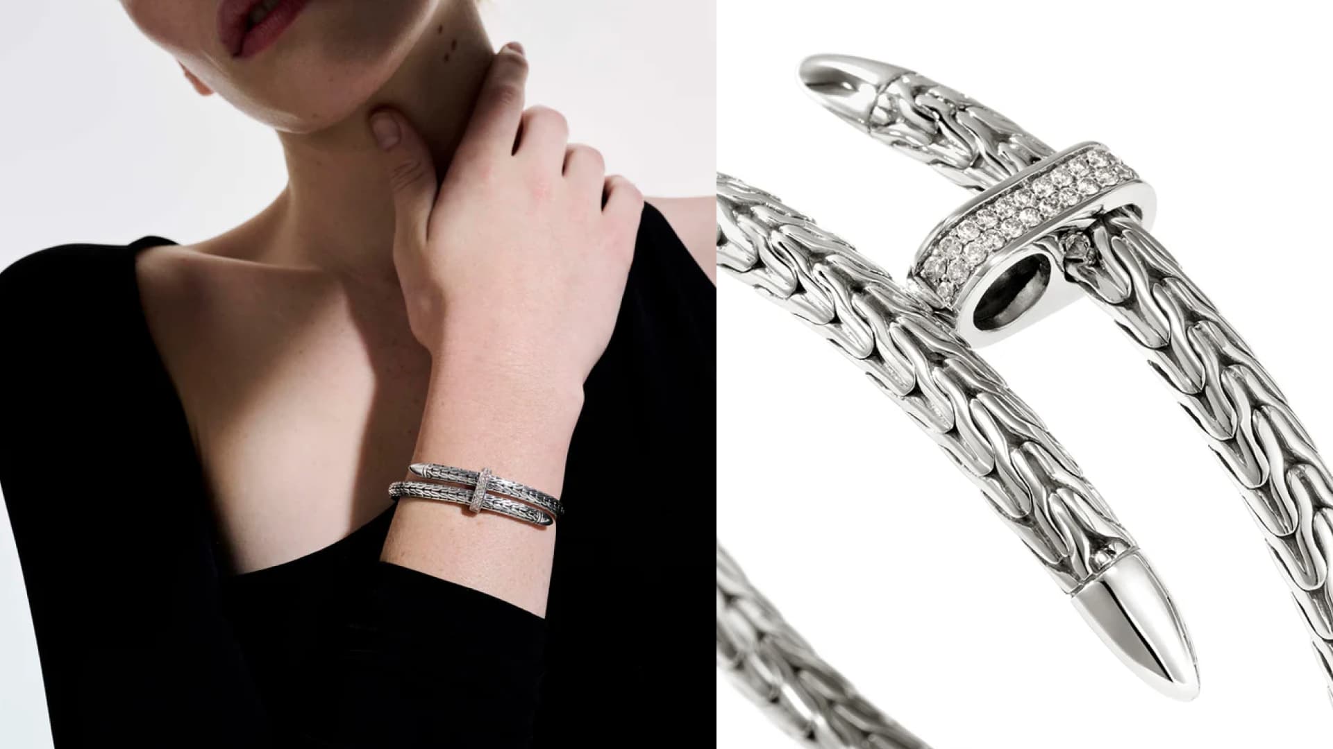 sterling silver and diamond cuff bracelet