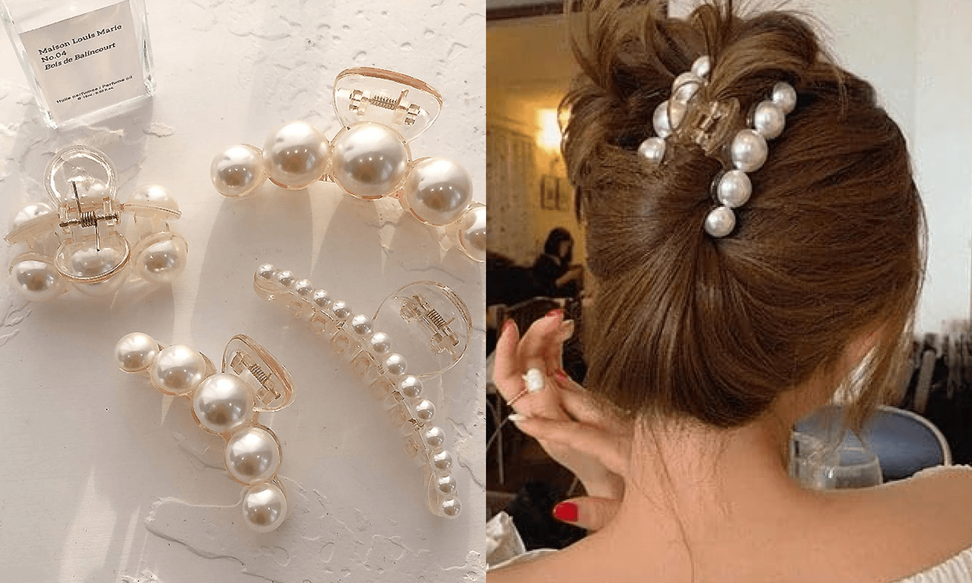 Pearl Hair Clips for Women,4PCS Large Hair Claw Clip Strong Hold No Slip,Banana Jaw Clip Barrettes Nonslip,Elegant Hair Accessories Birthday Thanksgiving Christmas Gift for Girl Thick Thin Hair