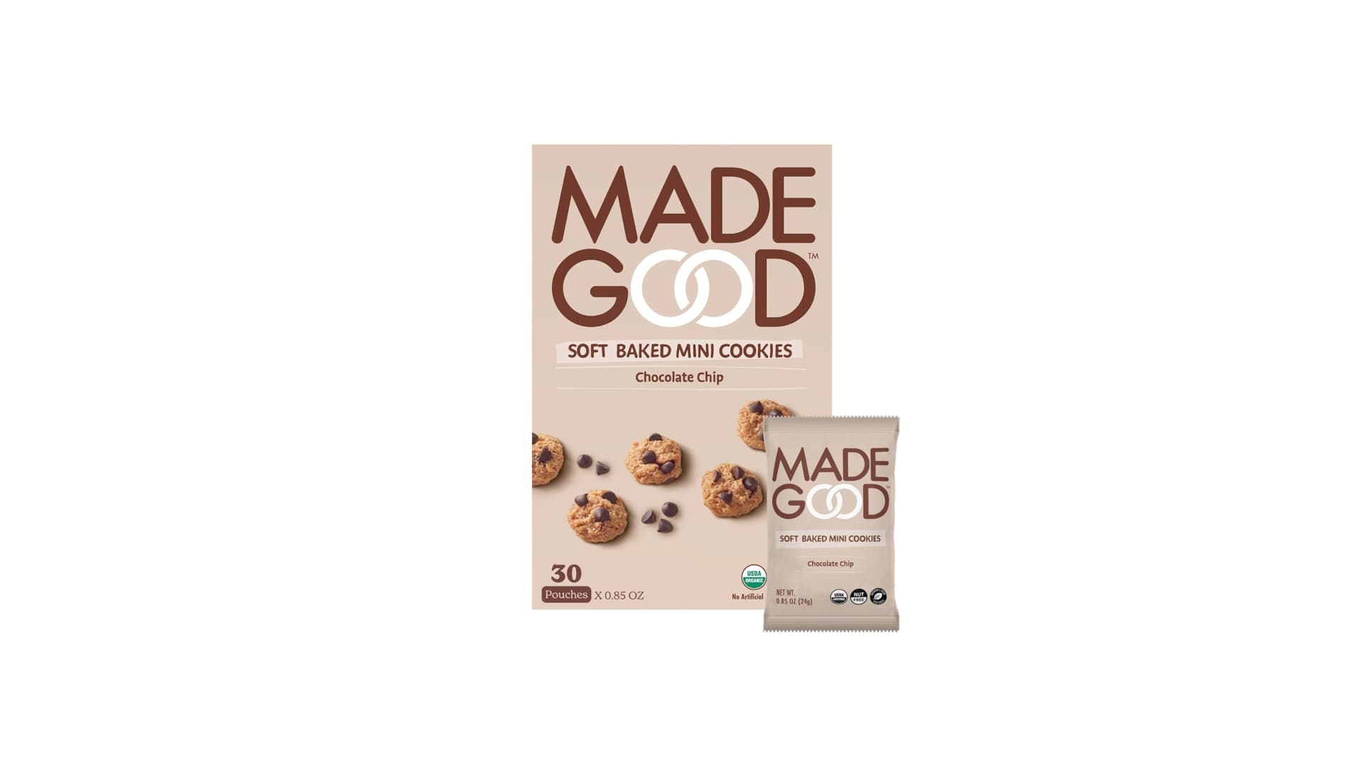MadeGood Soft Baked Chocolate Chip Mini Cookies, Gluten Free & Safe For School Snacks