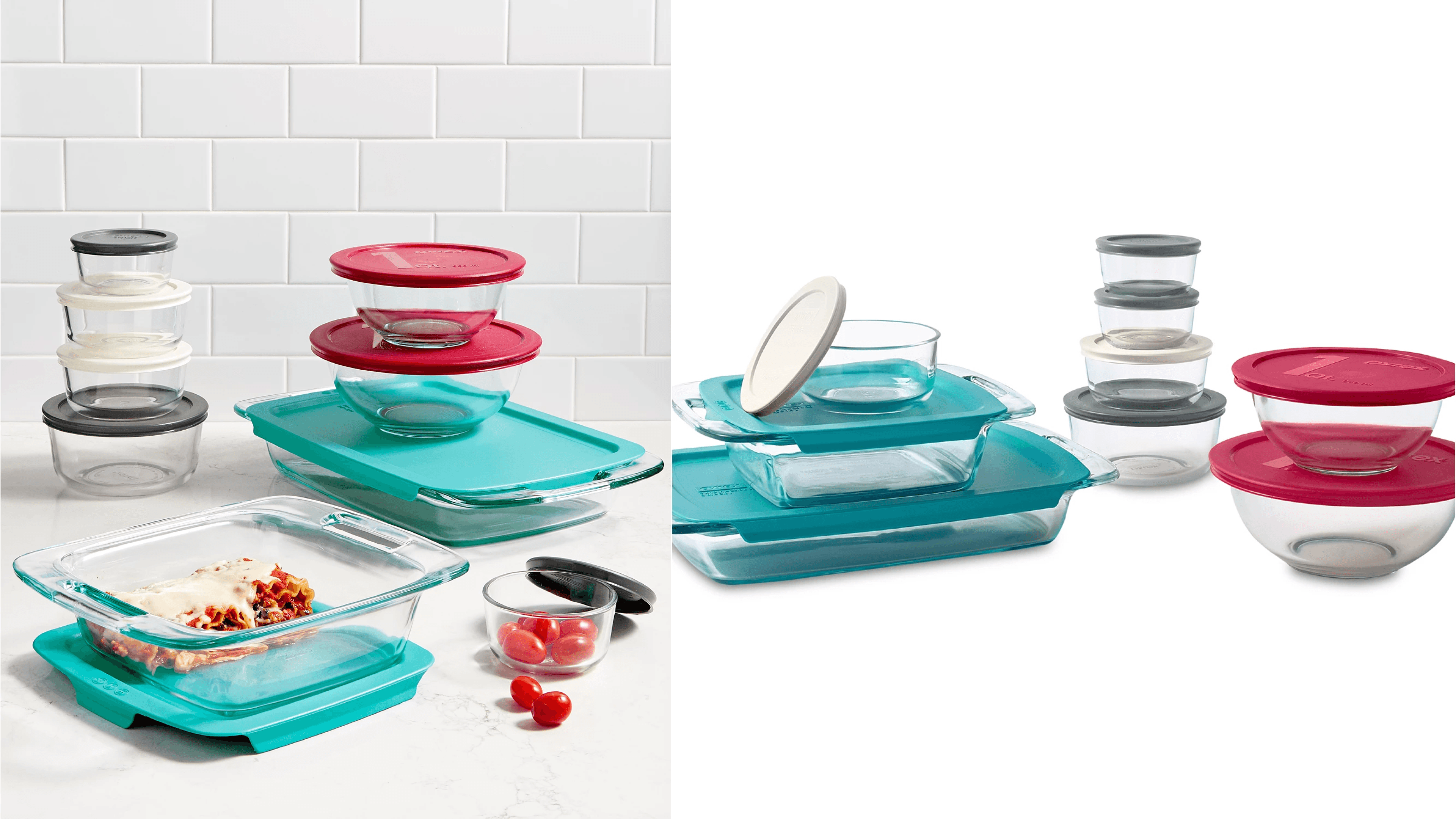 pyrex glass baking dish set and food storage set