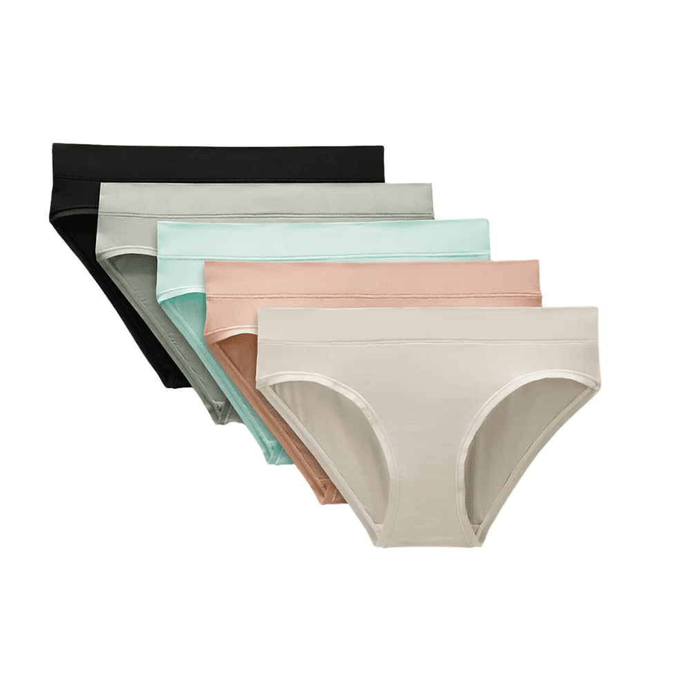 Best for working out: Lululemon UnderEase Mid-Rise Bikini Underwear (5-Pack)