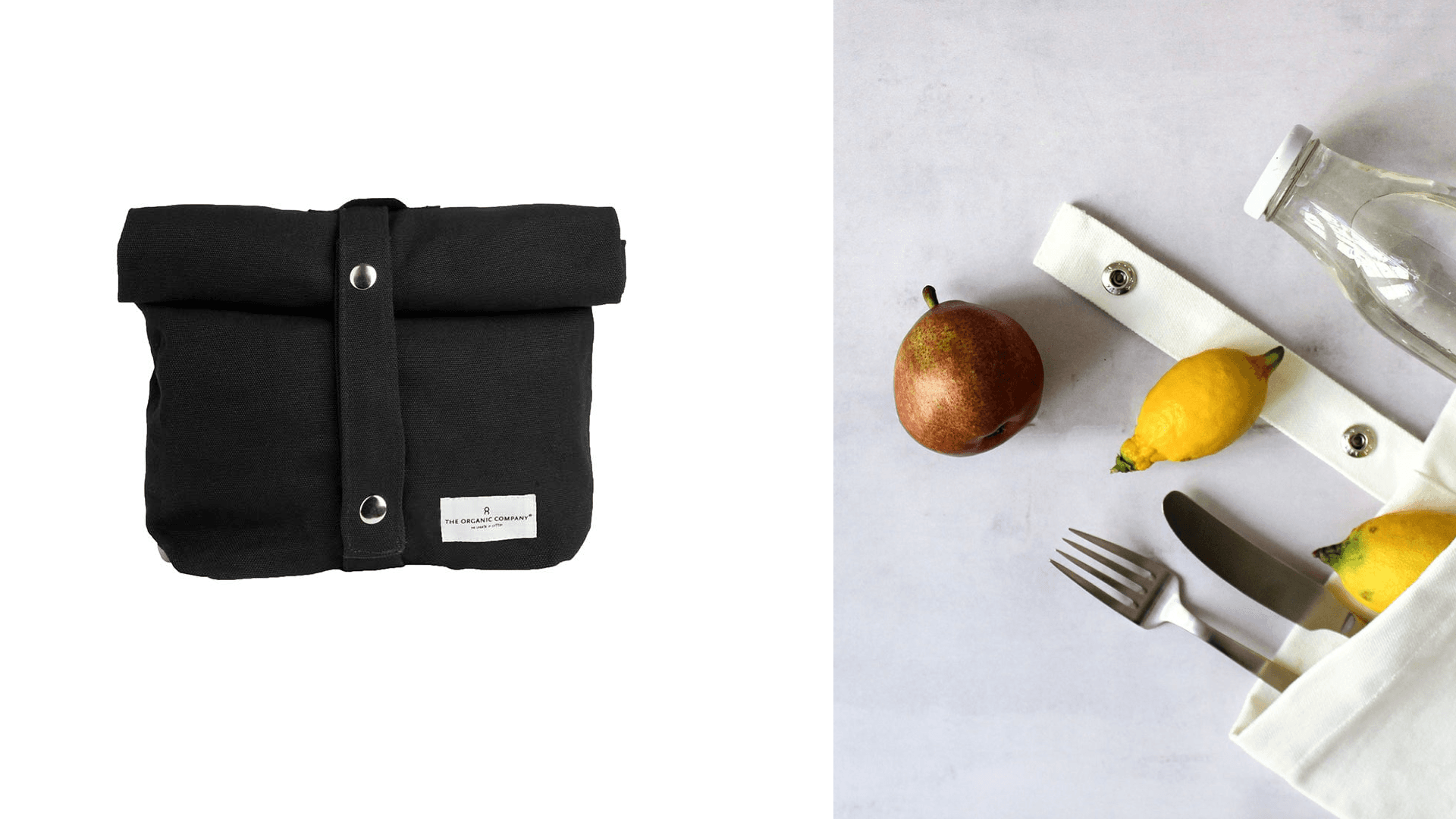 Cotton wrap lunch bag with buttons