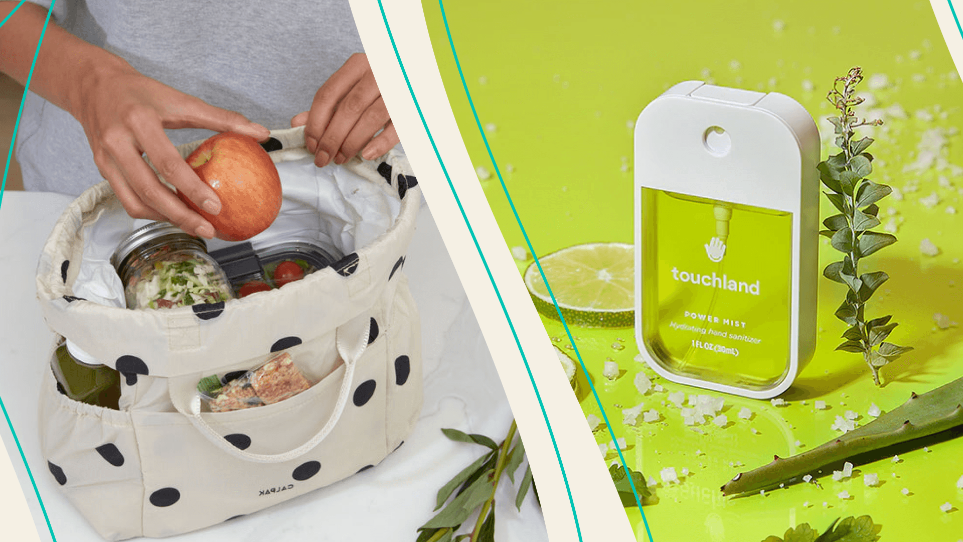 Design: theSkimm | Image: Calpak, Touchland