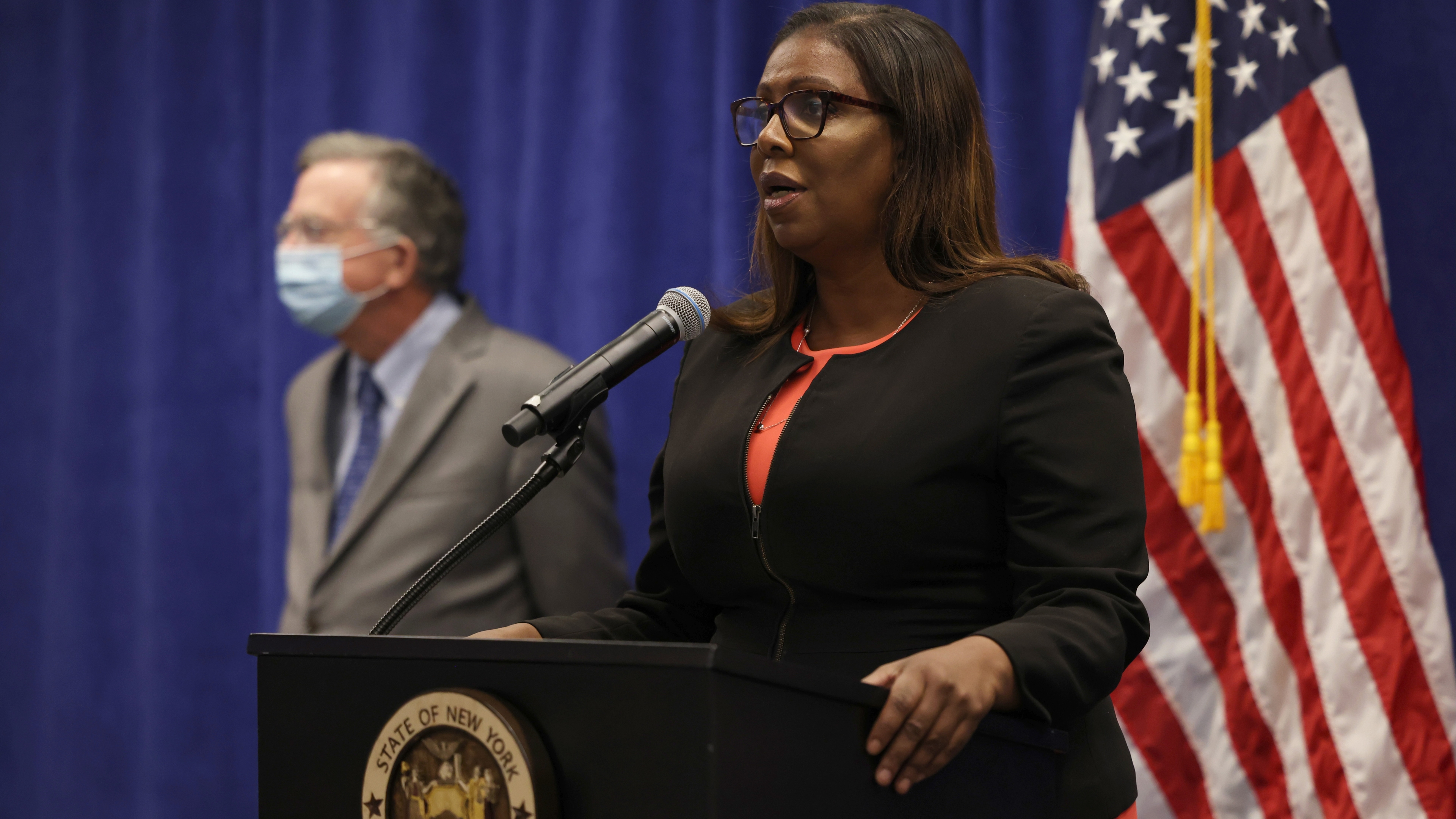 New York State Attorney General Letitia James speaks