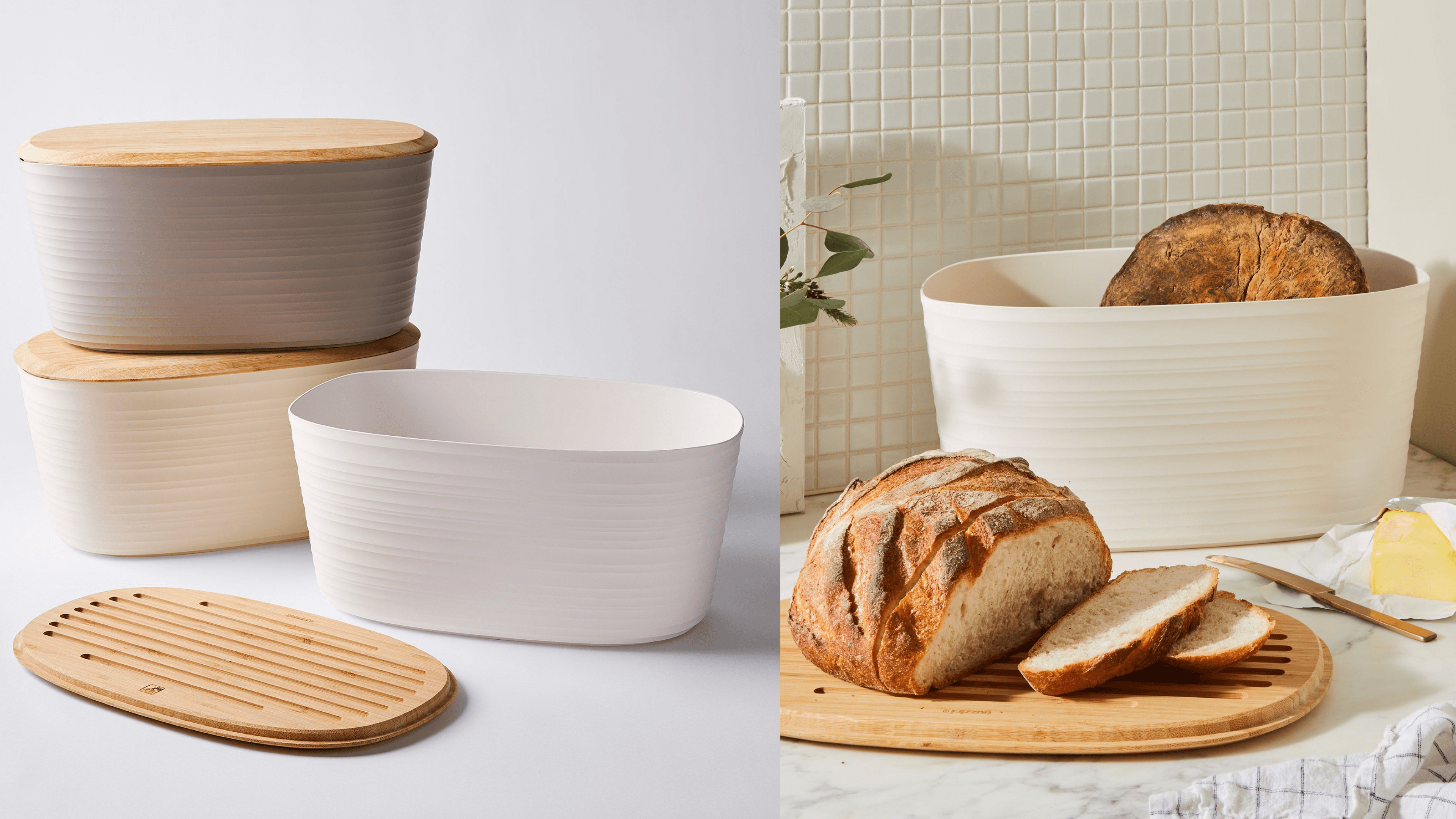 bread box with a bamboo lid