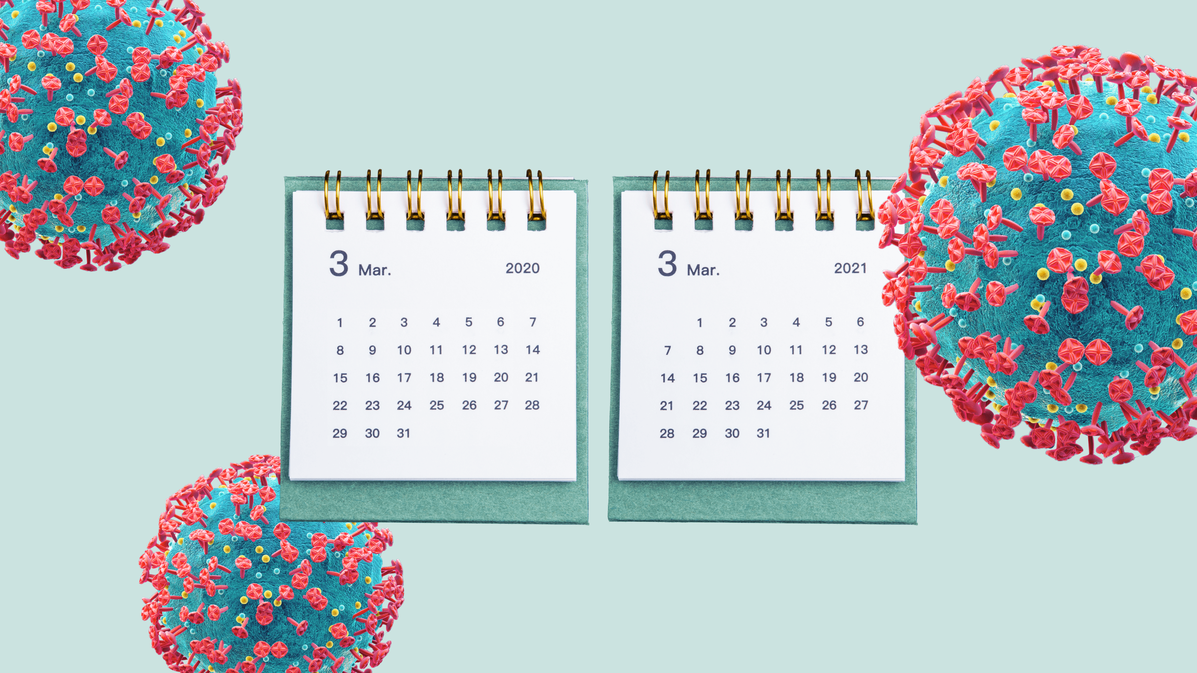 Calendar showing March for the past two years