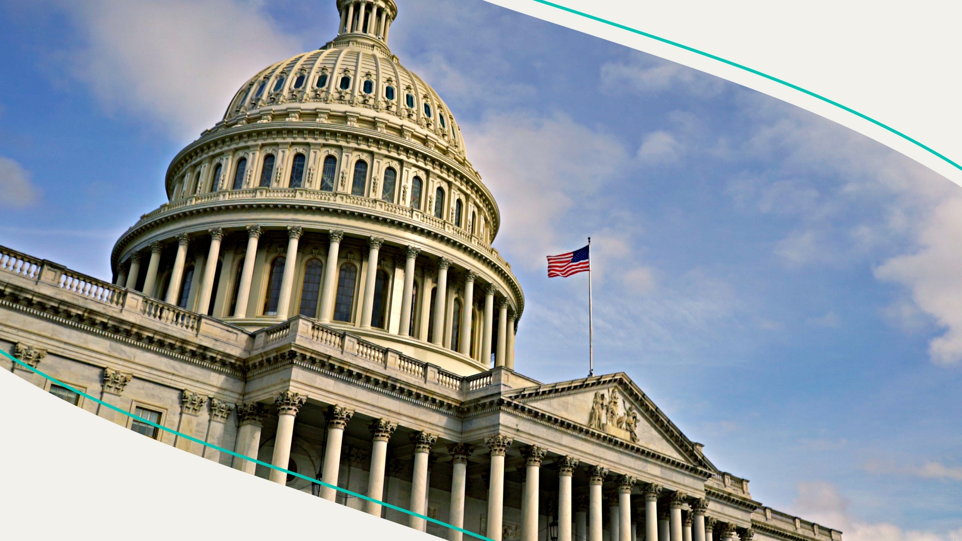United States Capitol. Day. Flag. - stock photo