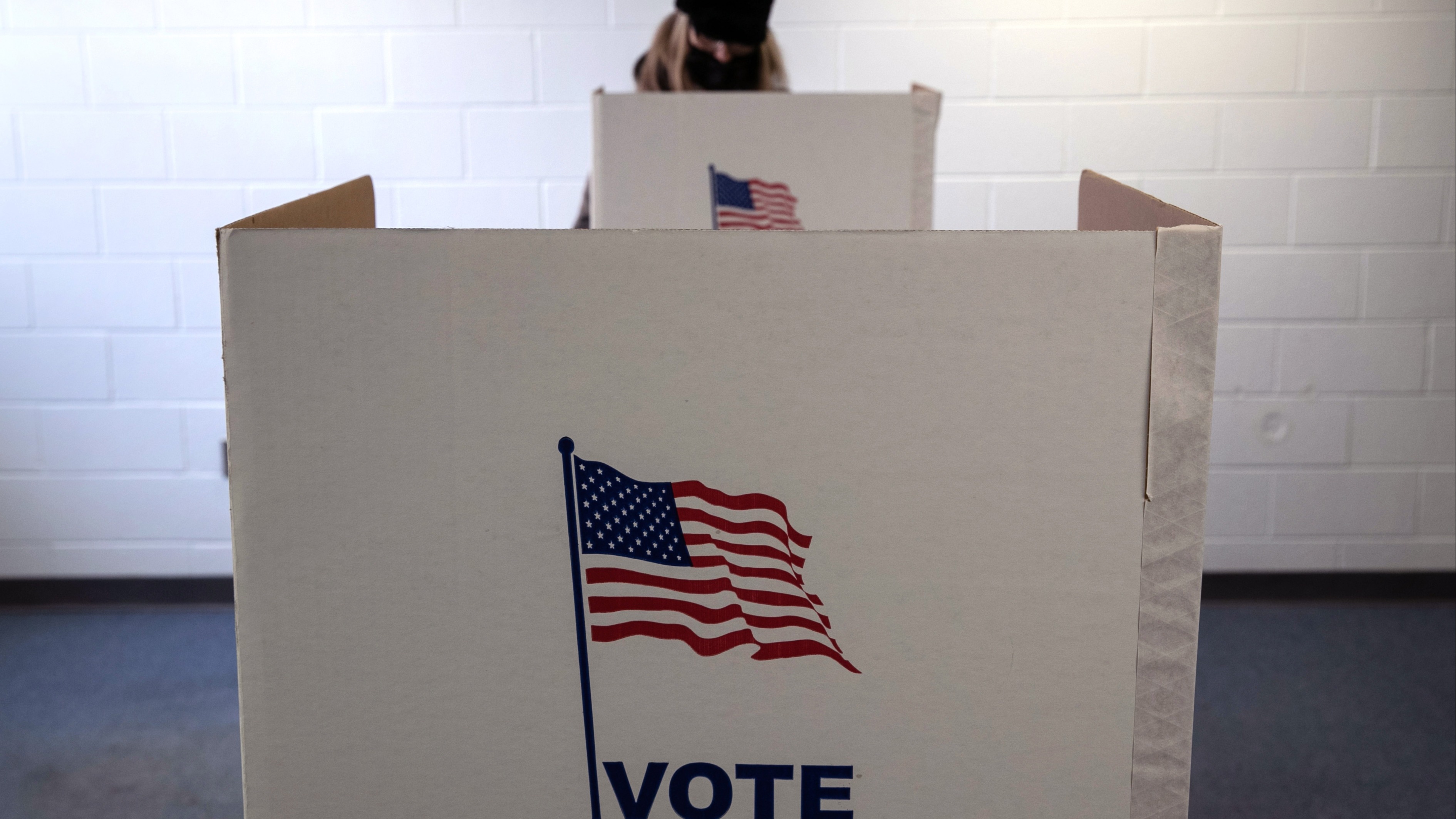 A voter fills out her ballot in Lansing, Michigan.
