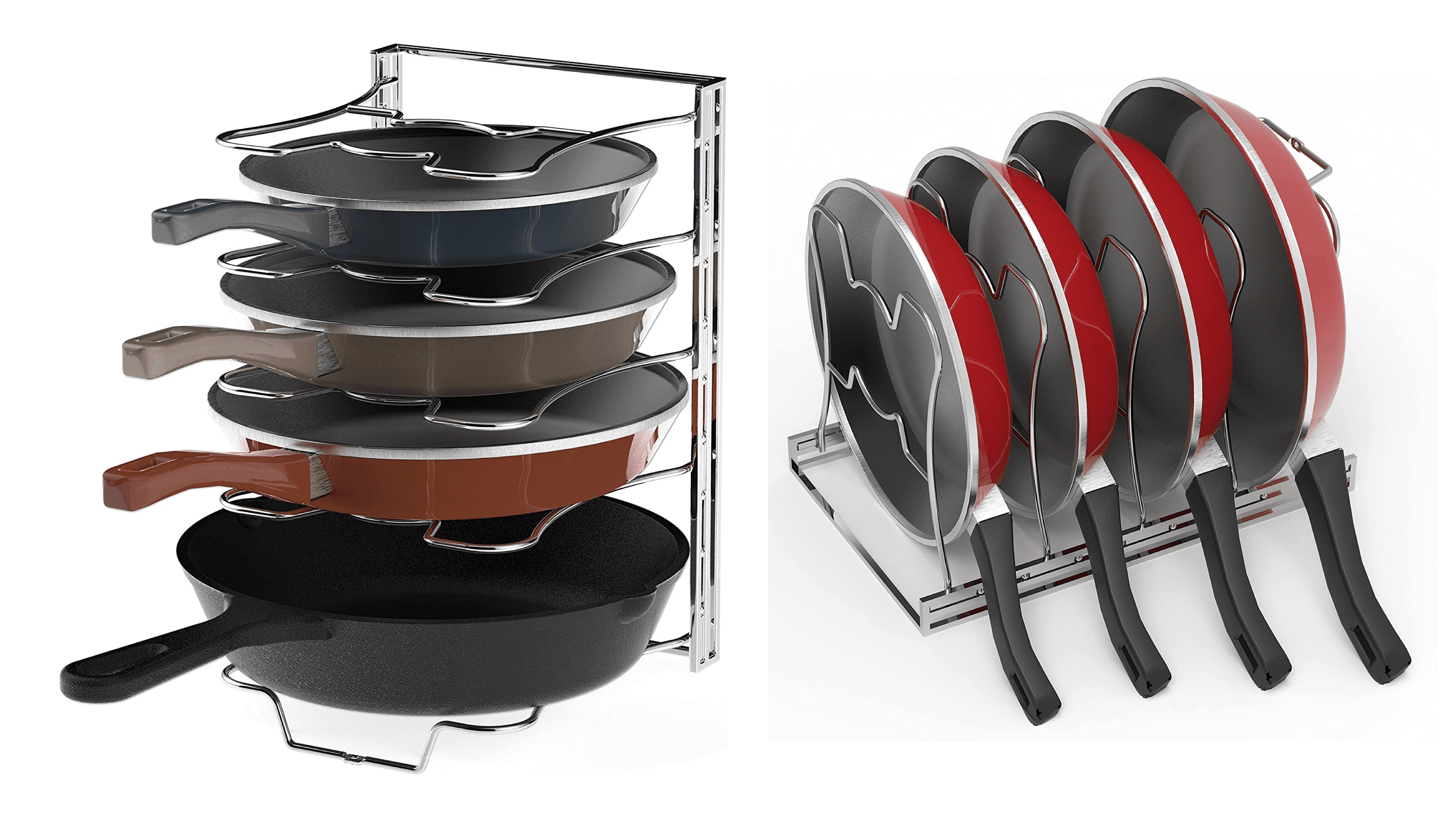 metal chrome pan stacker