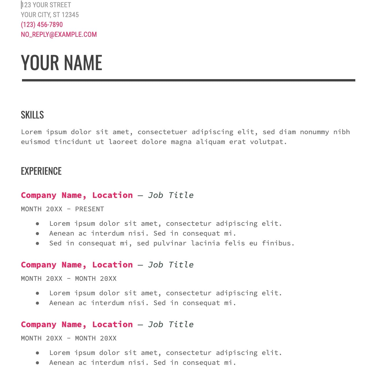 accessibility, sample resume