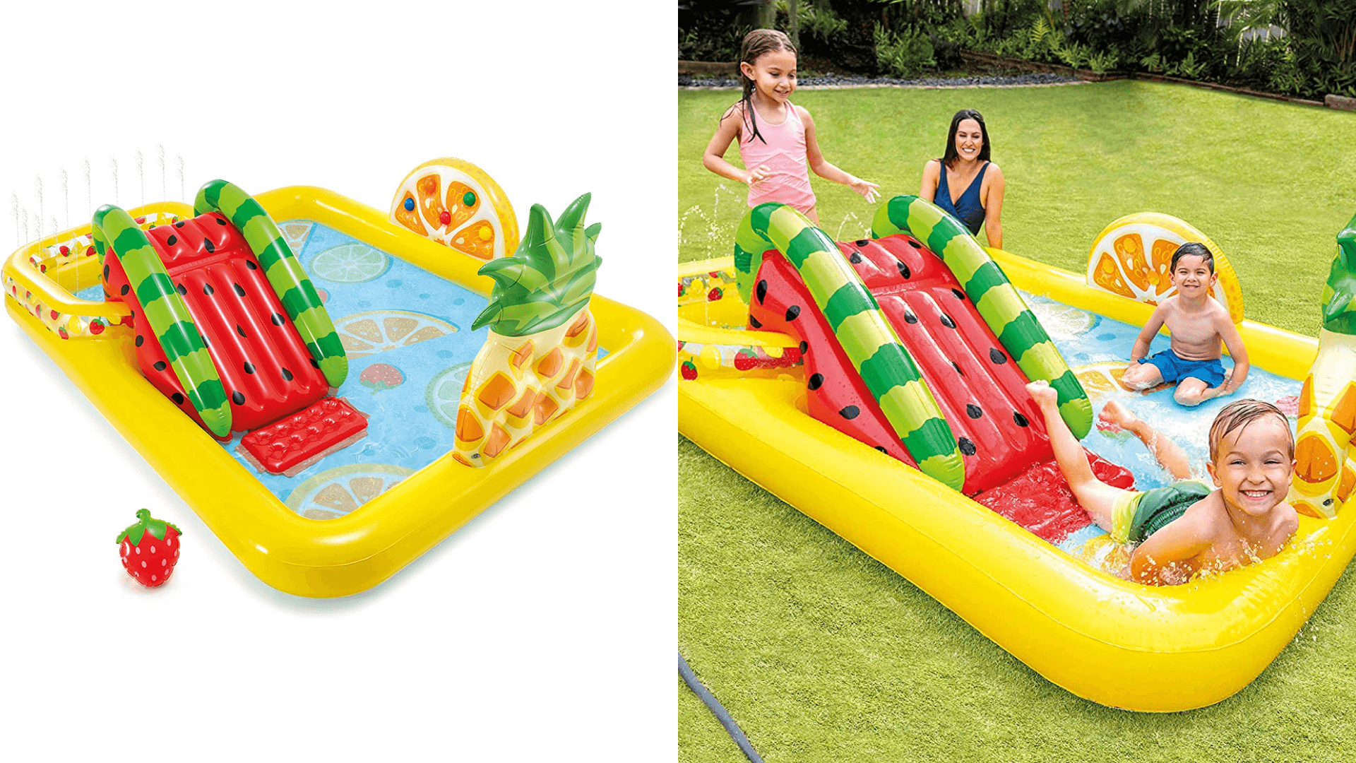 Inflatable pool with play center