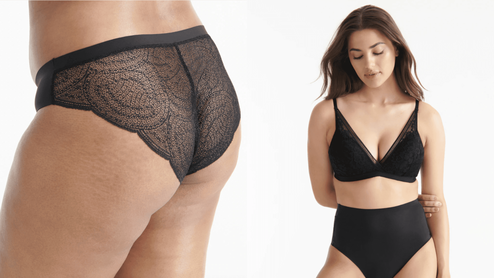 Mesh knit black bra and panty set