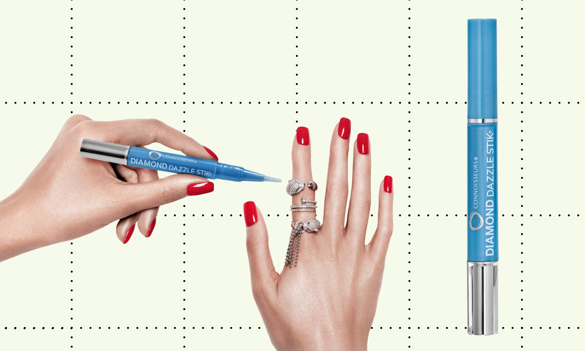 CONNOISSEURS Diamond Dazzle Stik for Rings, Earrings, and Bracelets - Portable Jewelry Cleaner Solution Pen - Reduces Scratches and Removes Dirt