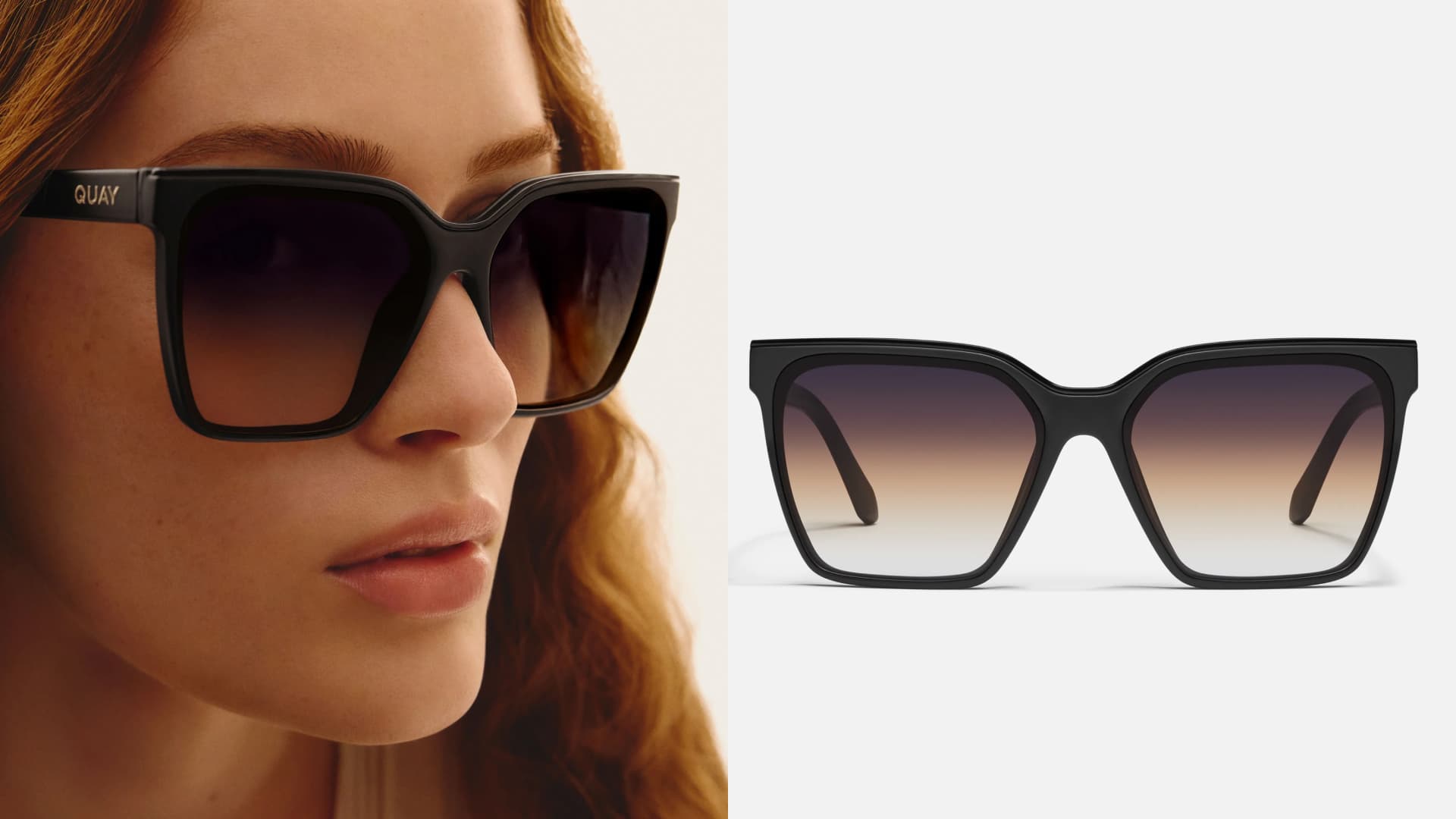 A pair of Quay sunglasses.