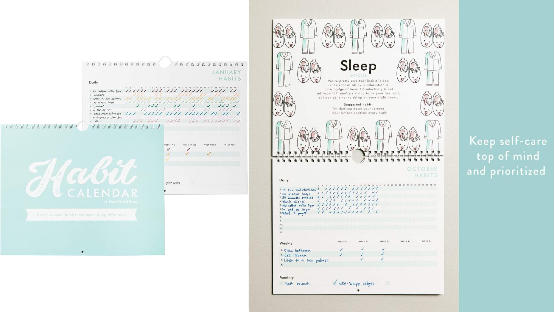 habit-tracking calendar to help break bad habits and create good ones