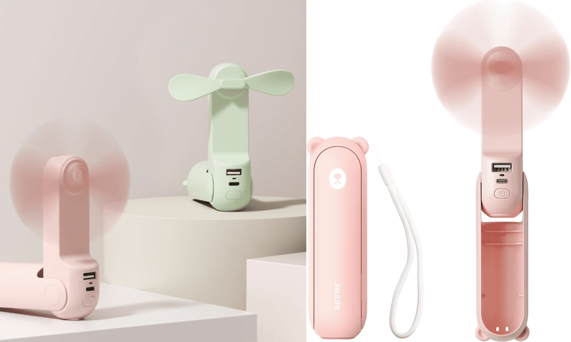 A handheld mini fan.